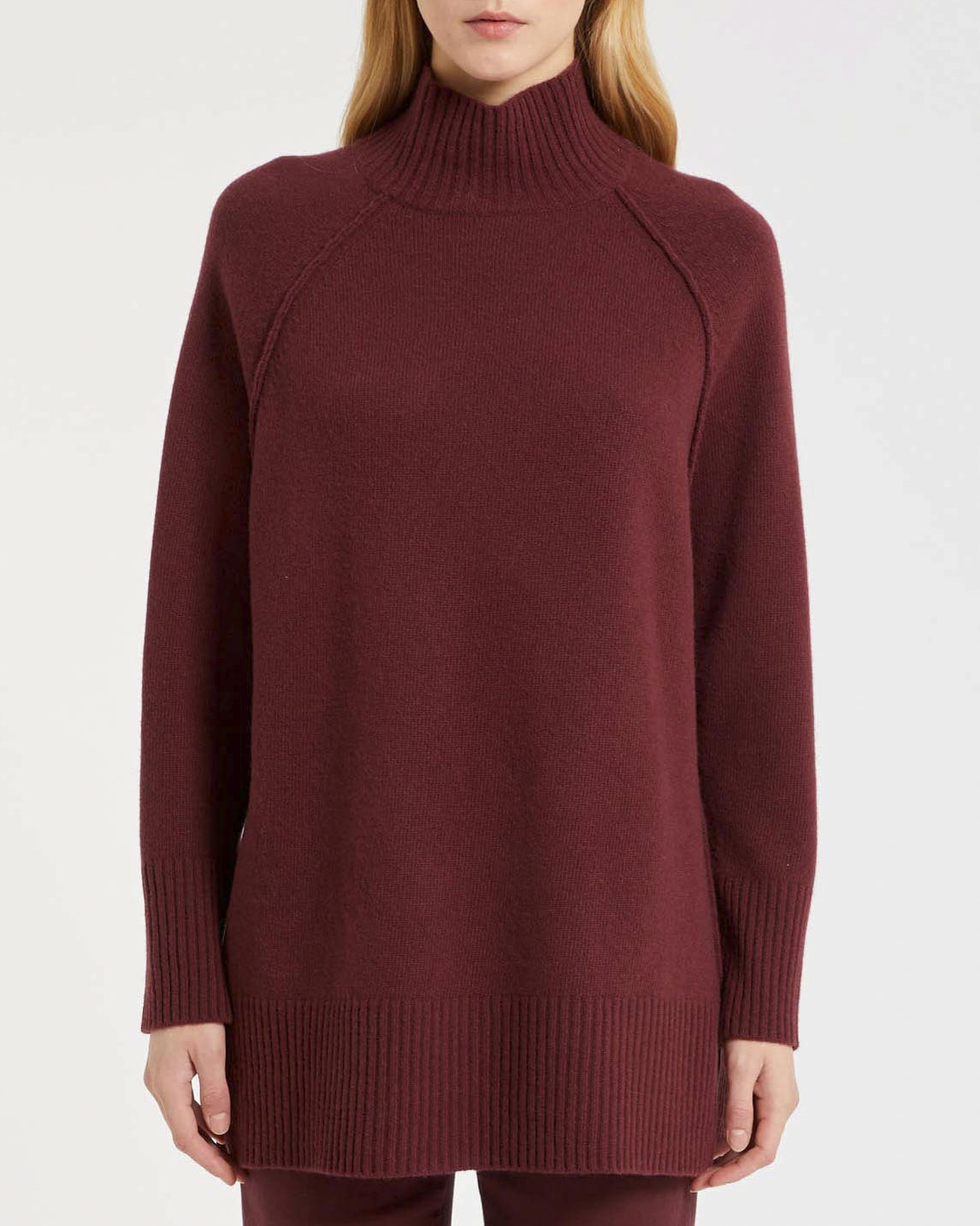 Maglia a collo alto bordeaux Marella MONOCHROME in pura lana cardata