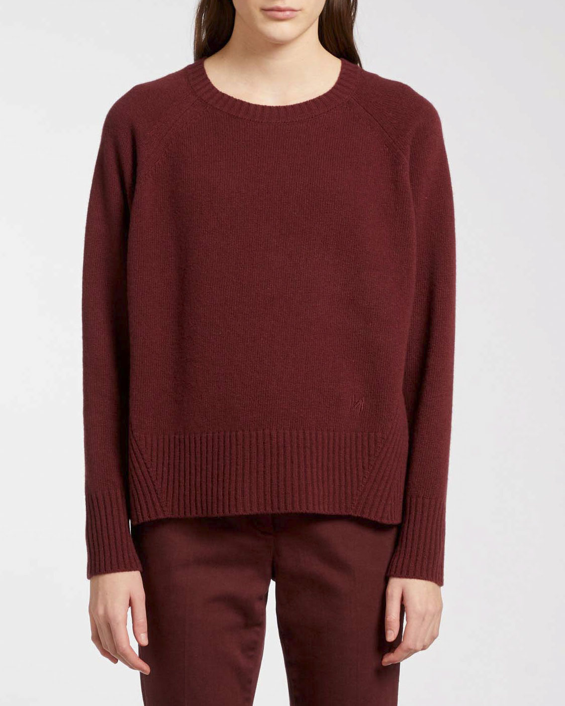 Maglia bordeaux boxy Marella MONOCHROME in pura lana con maniche raglan
