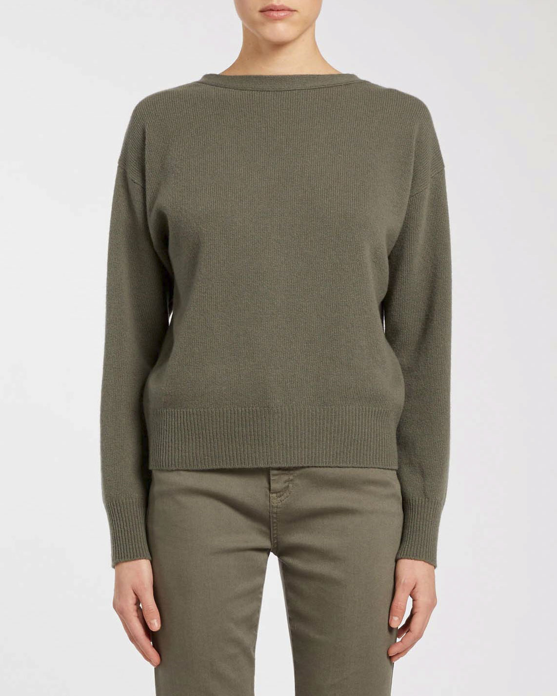 Cardigan verde salvia Marella MONOCHROME in pura lana cardata con scollo a V