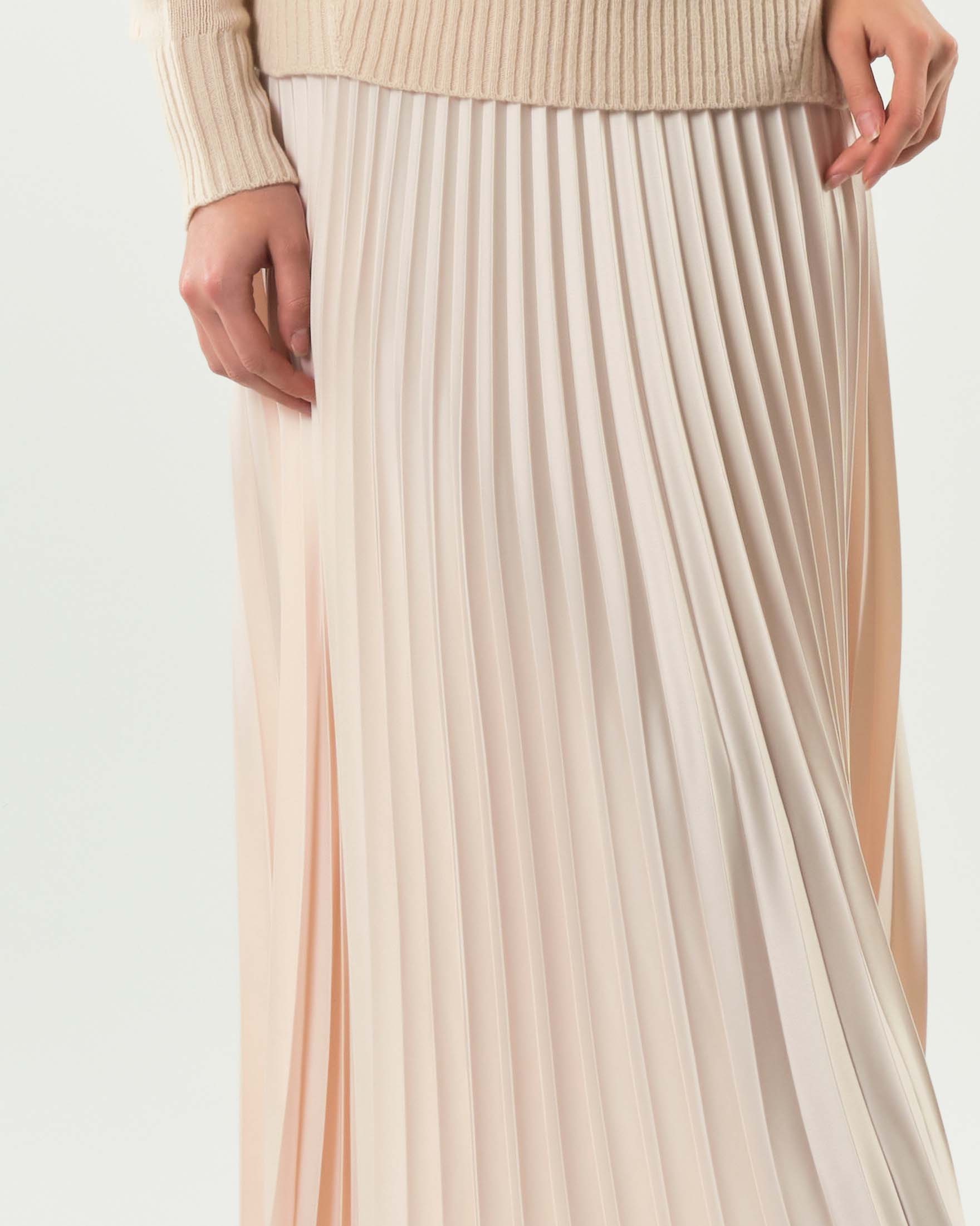 Gonna lunga color panna plissè Marella MONOCHROME con fascia elasticizzata in vita con scritta logo image