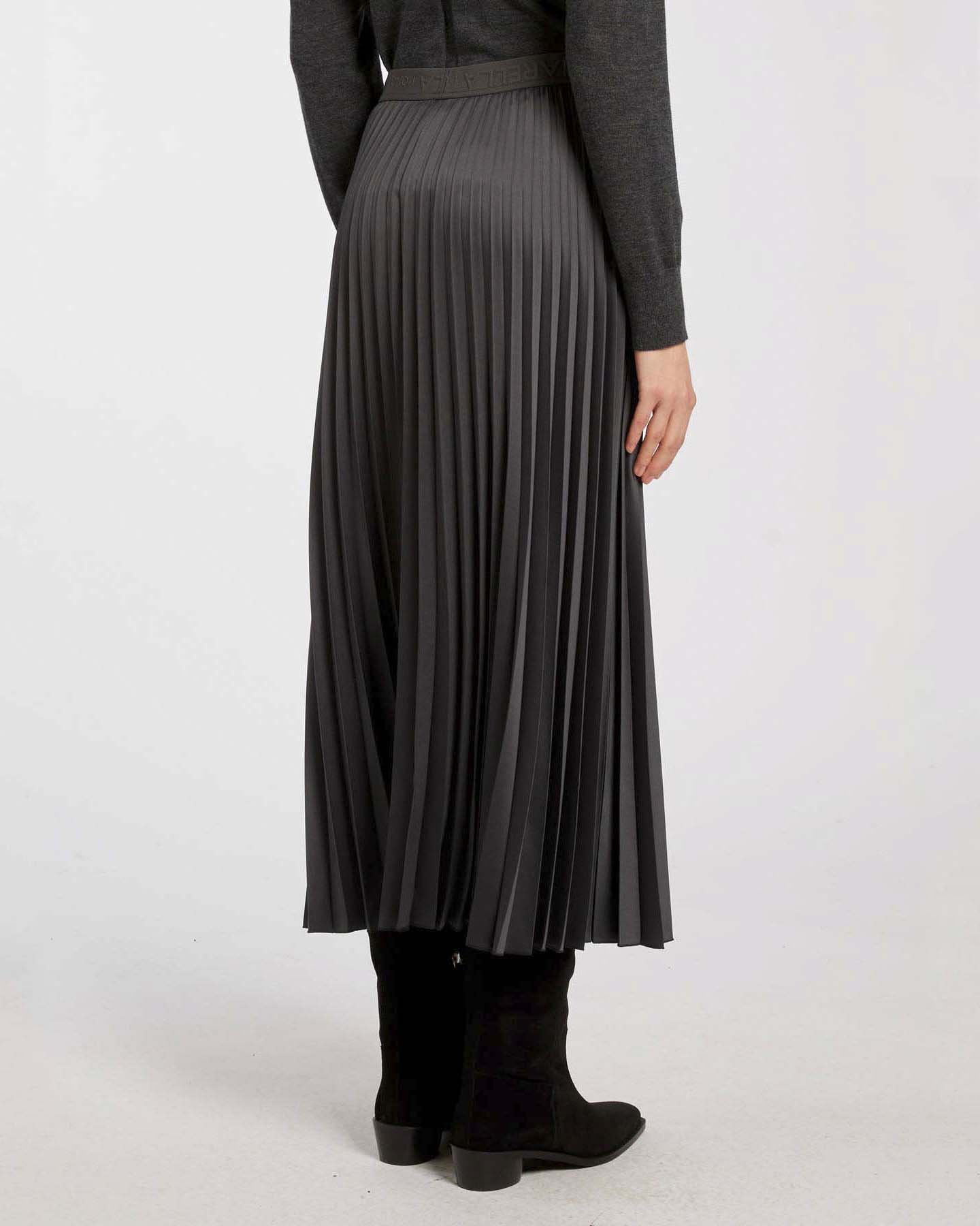 Gonna lunga grigio antracite Marella MONOCHROME in raso tecnico plissé image