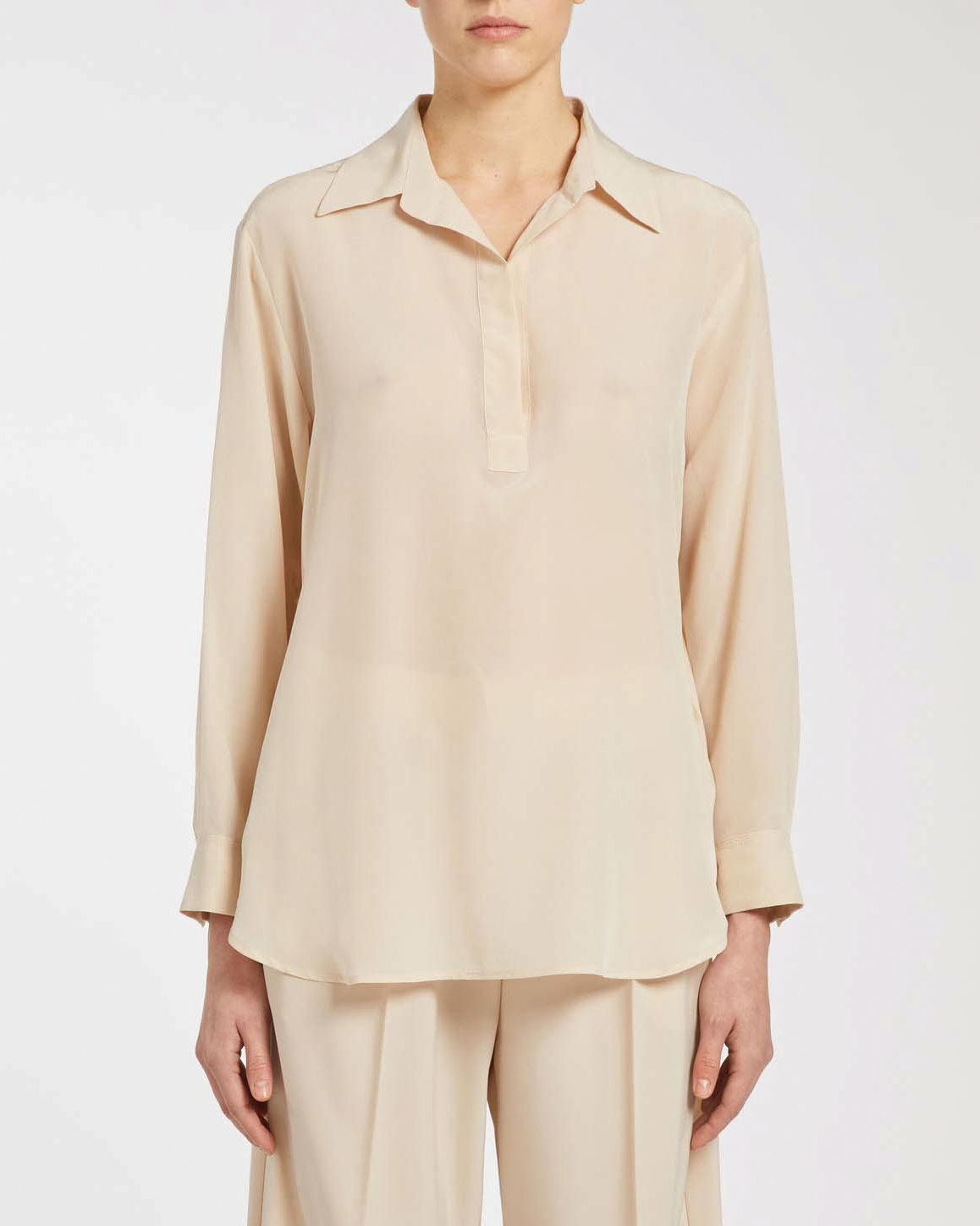 Camicia color panna Marella MONOCHROME in crepe di seta