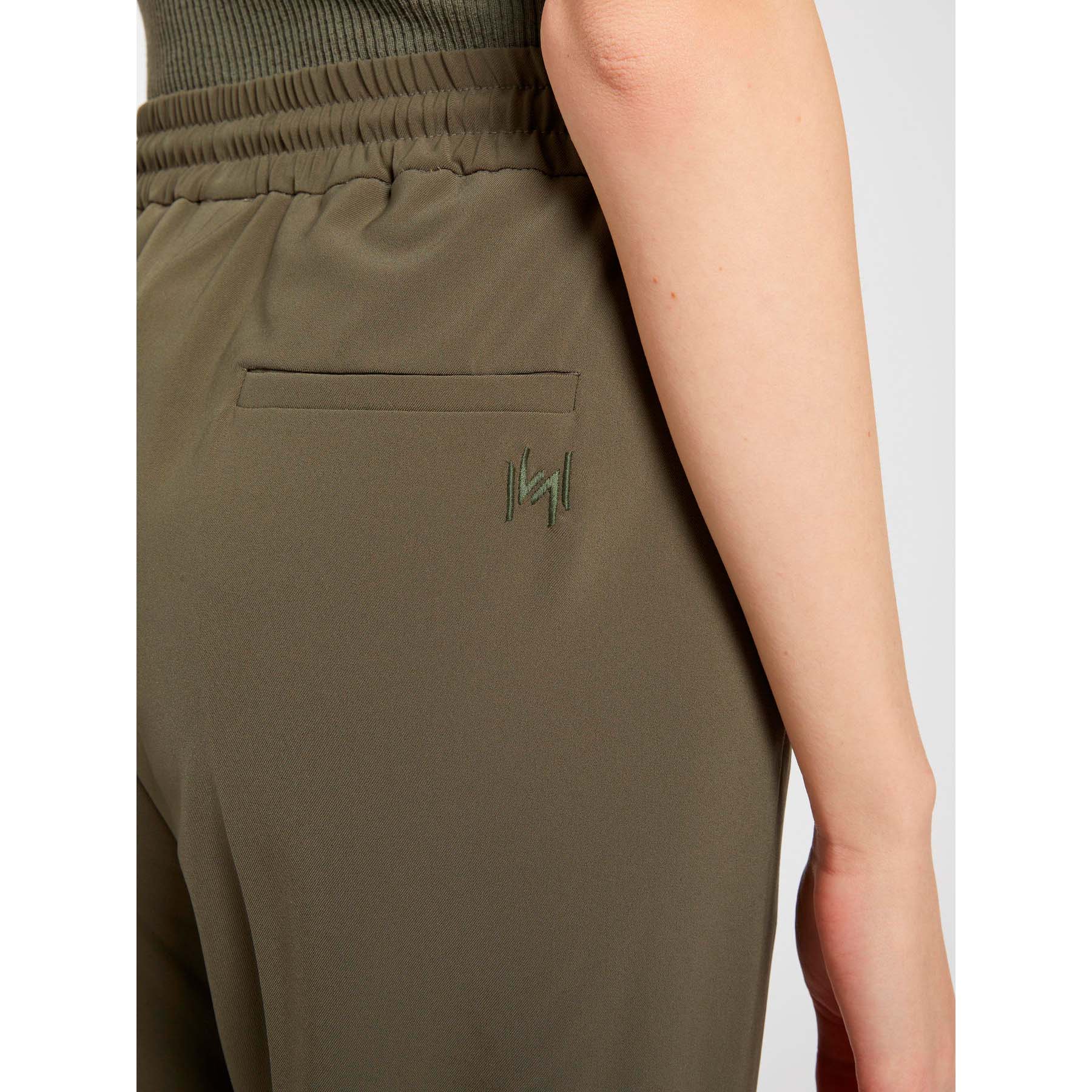 Jogger verdi militare Marella MONOCHROME in twill tecnico stretch con coulisse e piega a rilievo image