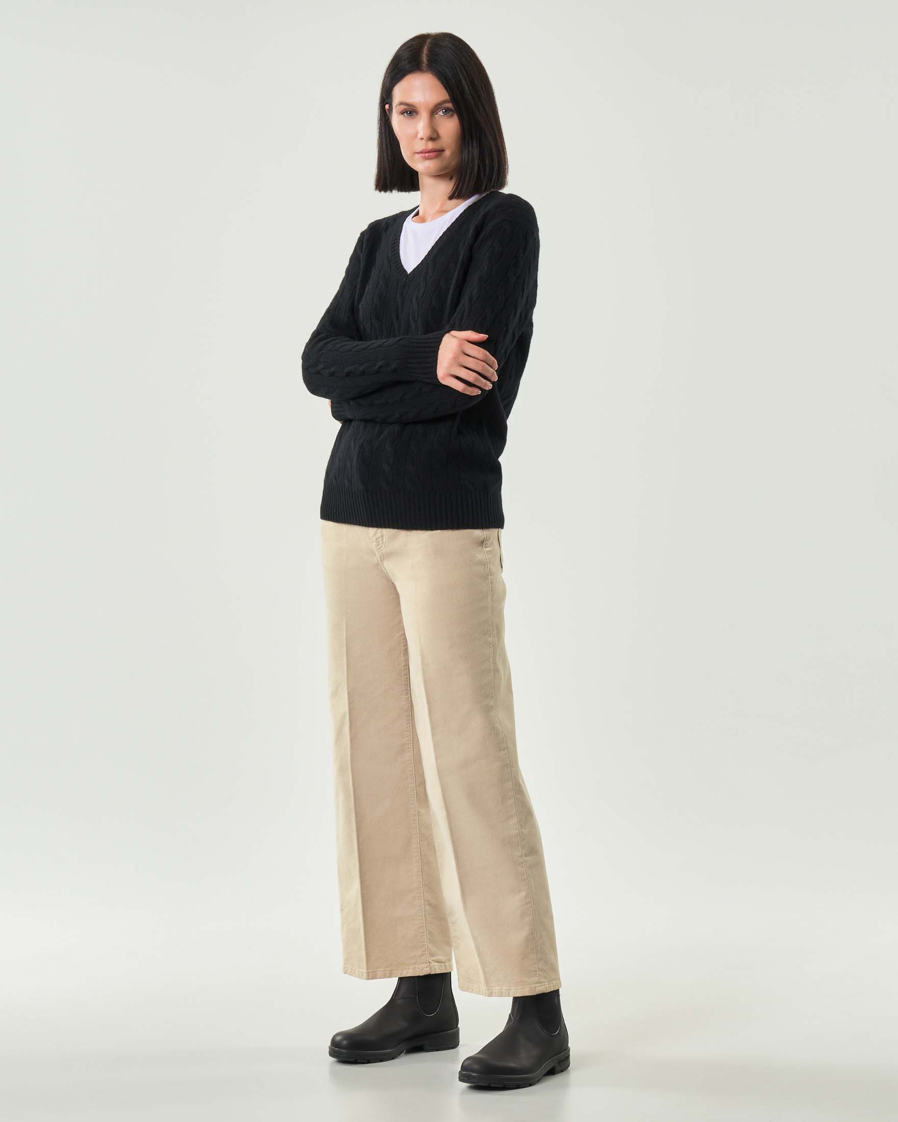 Pantaloni Bonheur cinque tasche color corda in velluto a coste di cotone stretch