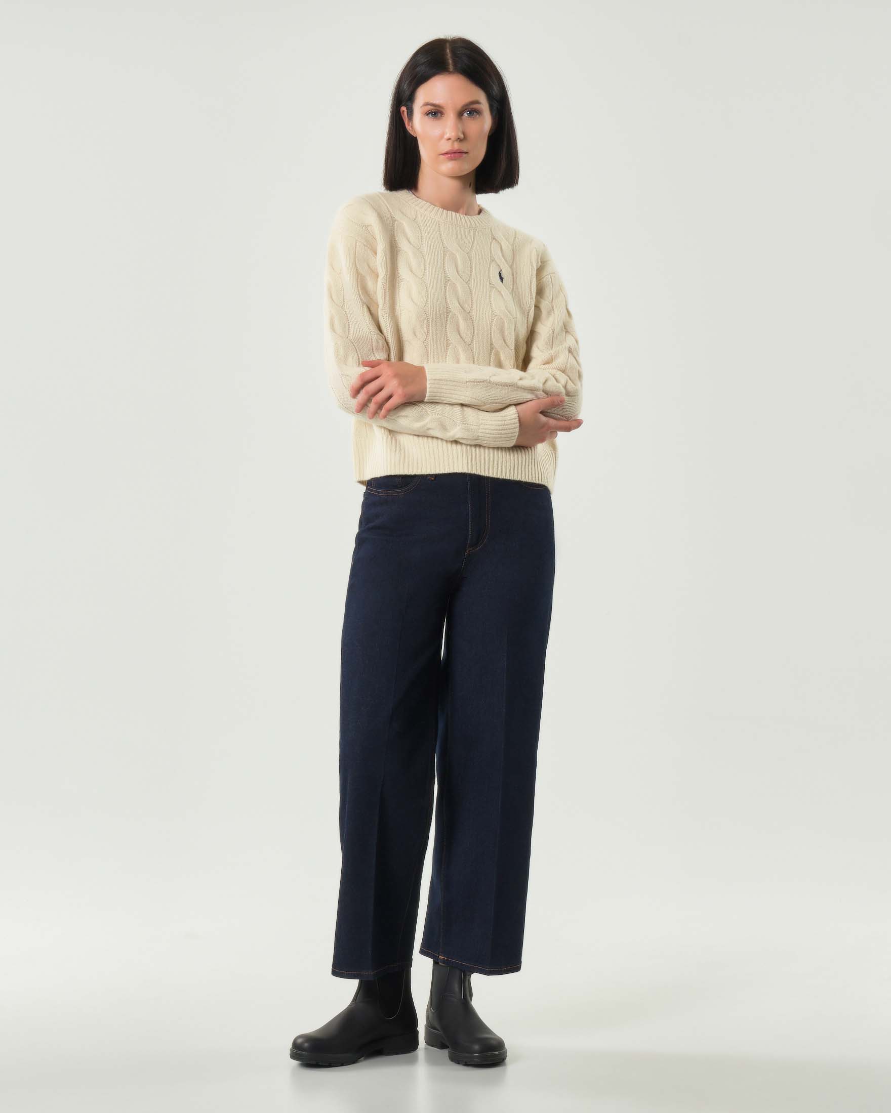 Jeans cinque tasche blu in cotone stretch dalla linea straight