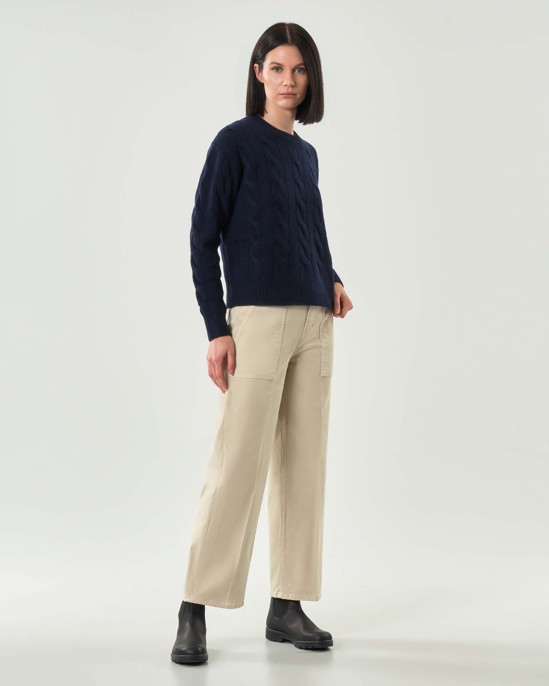 Pantaloni color corda Bonheur in cotone stretch dalla linea straight con ampie tasche frontali