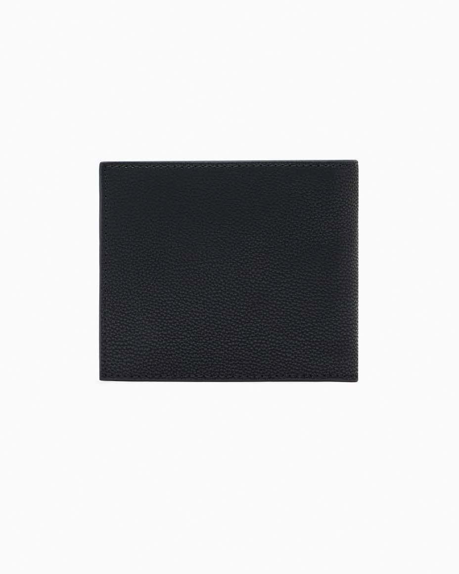 Portafoglio Armani Exchange nero in similpelle con logo impresso e portamonete image