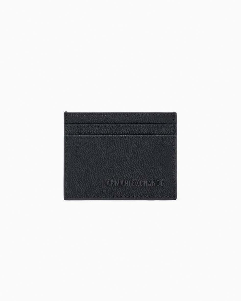 Portacarte Armani Exchange nero in similpelle con logo impresso