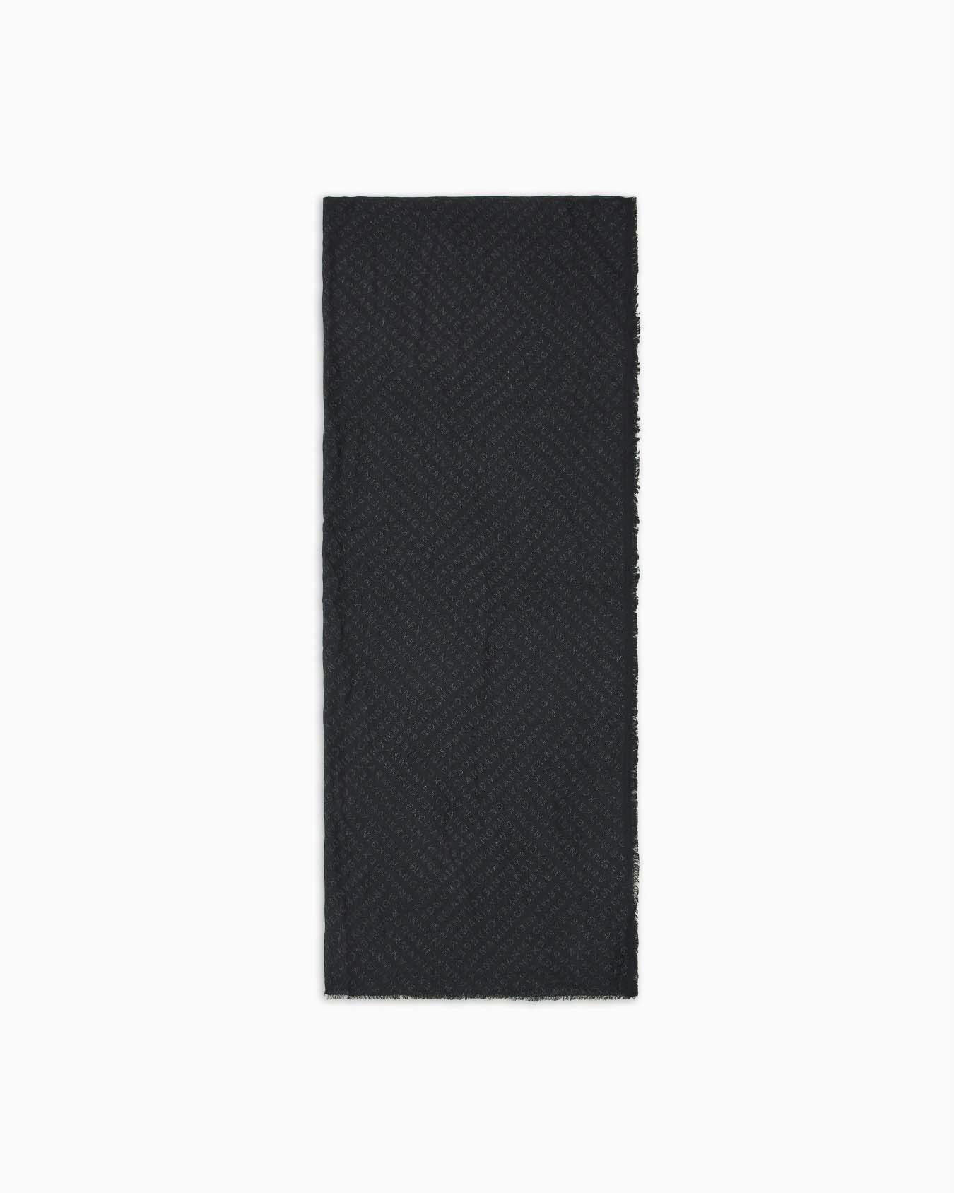 Sciarpa Exchange nera in misto viscosa con motivo logo allover