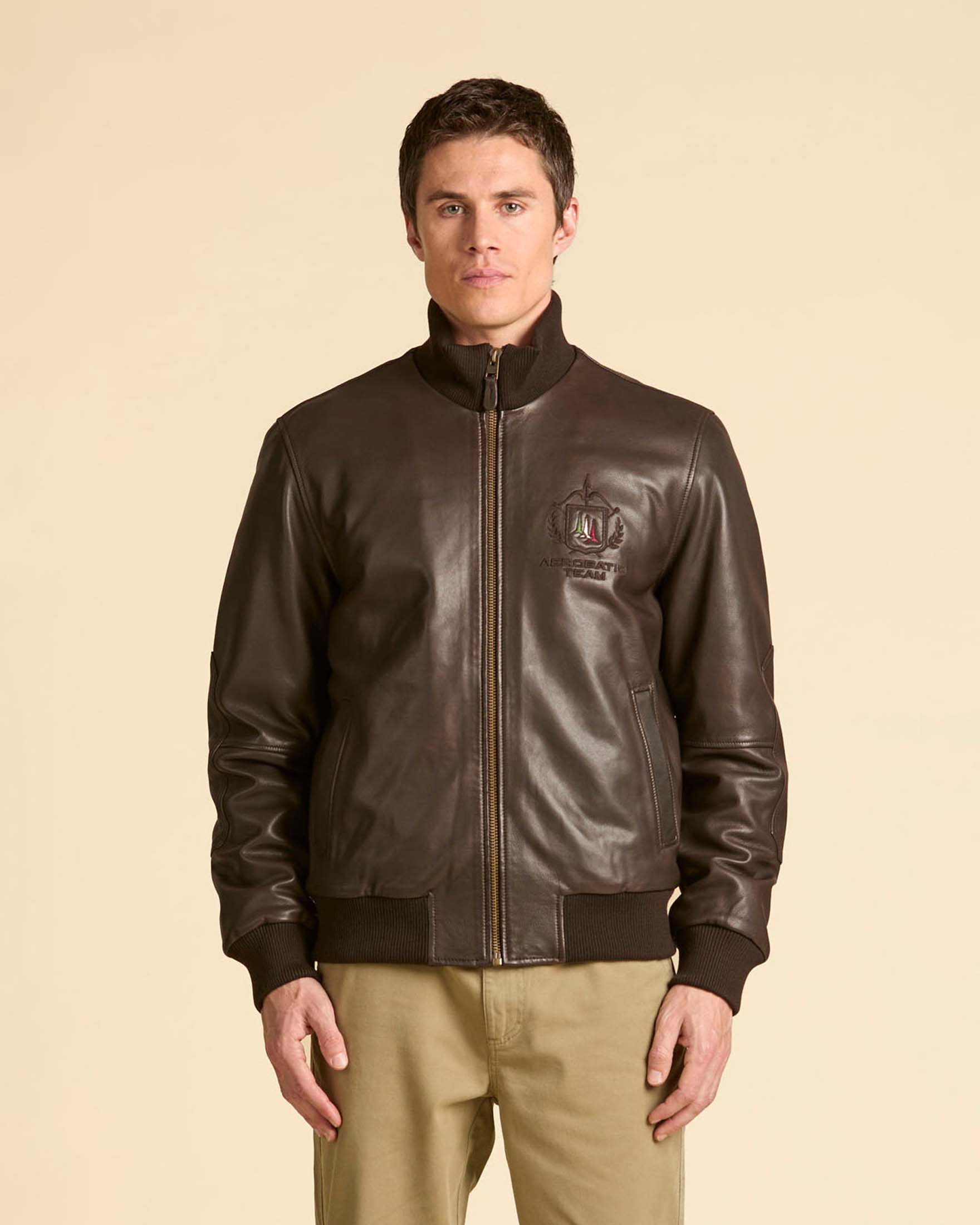 Bomber Aeronautica Militare in pelle testa di moro imbottito