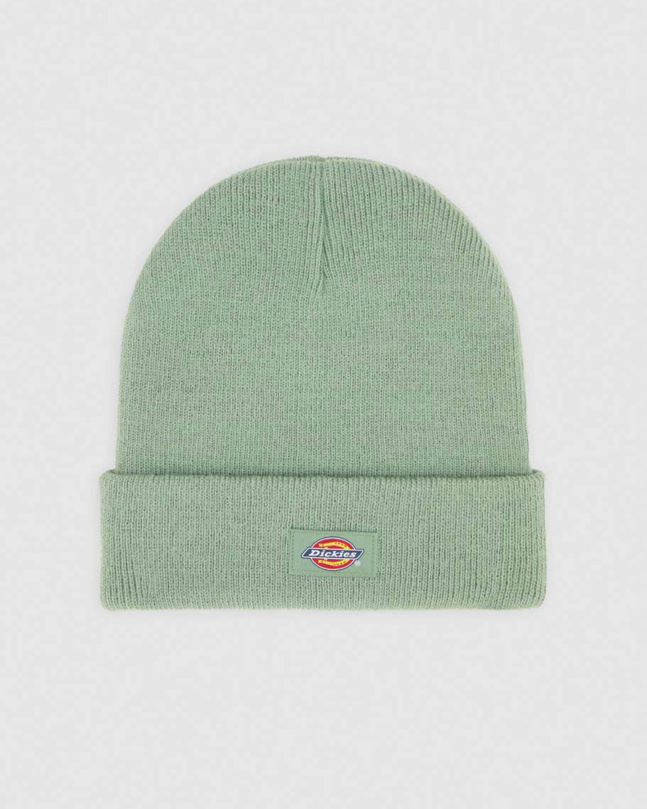 Berretto Dickies salvia in maglia con risvolto e logo applicato