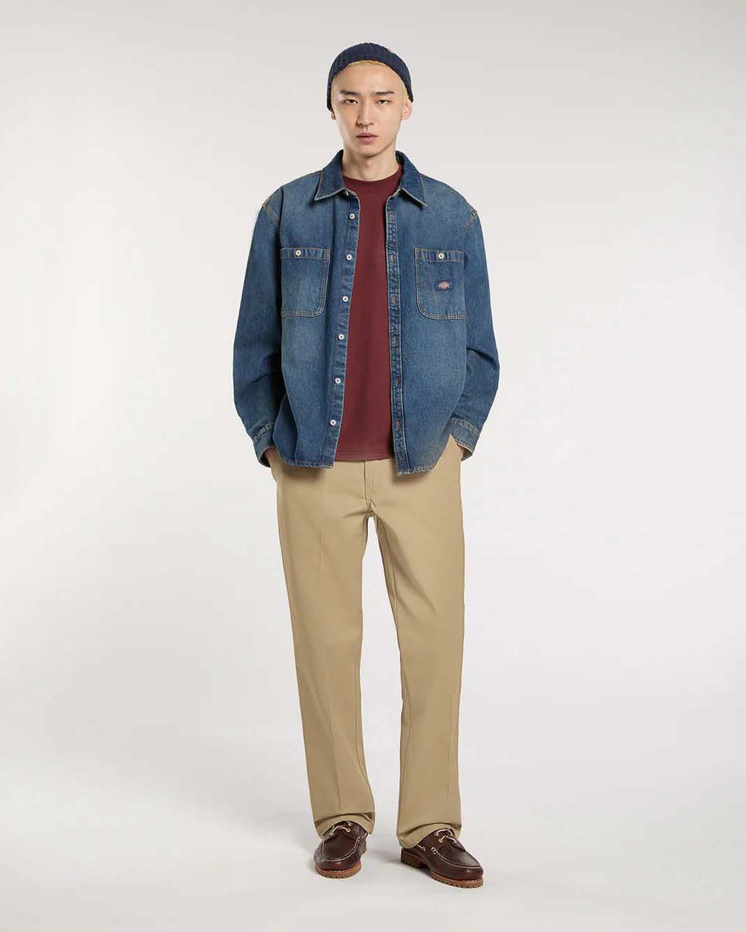Overshirt Dickies in denim di puro cotone lavaggio medio stone washed