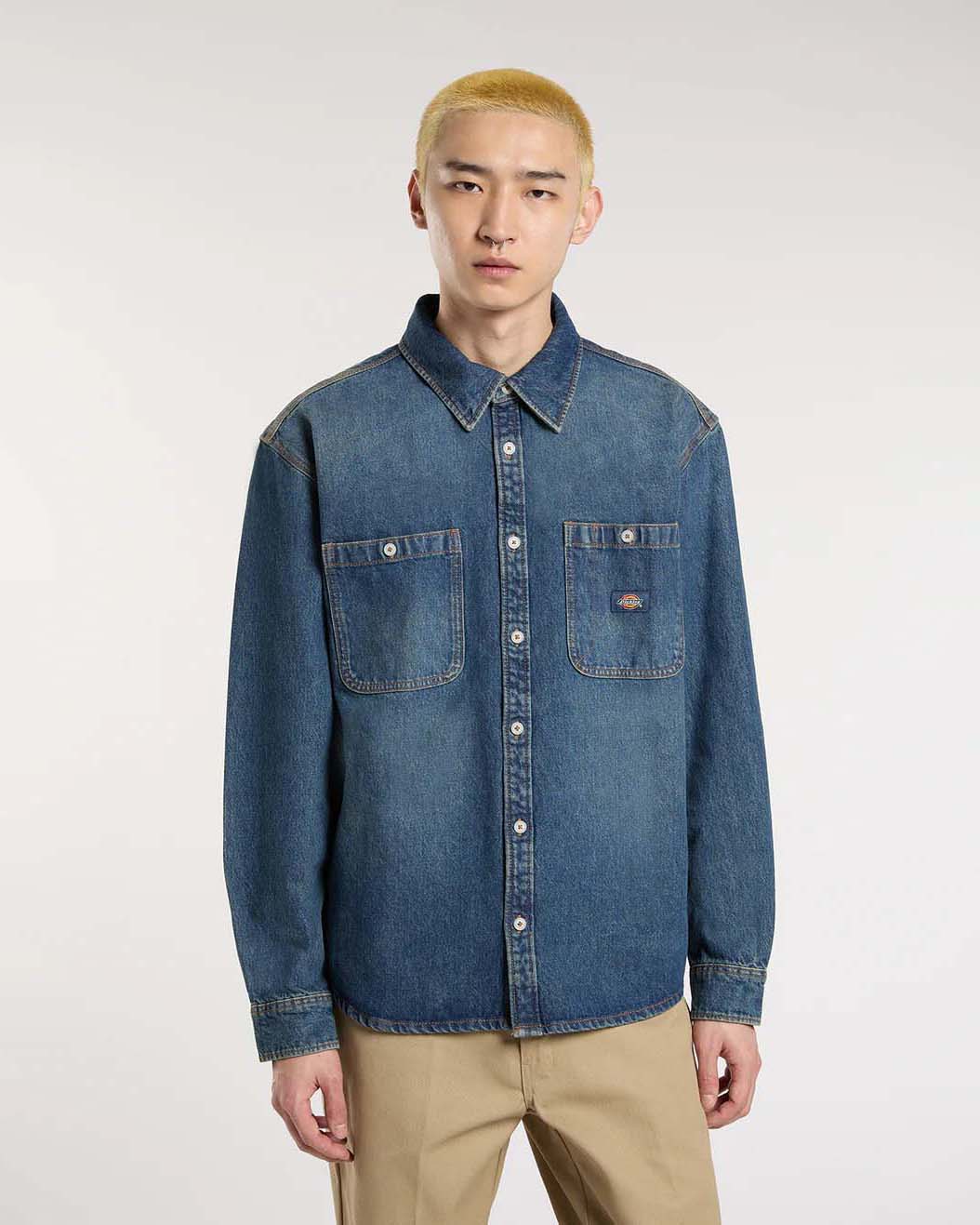 Overshirt Dickies in denim di puro cotone lavaggio medio stone washed image
