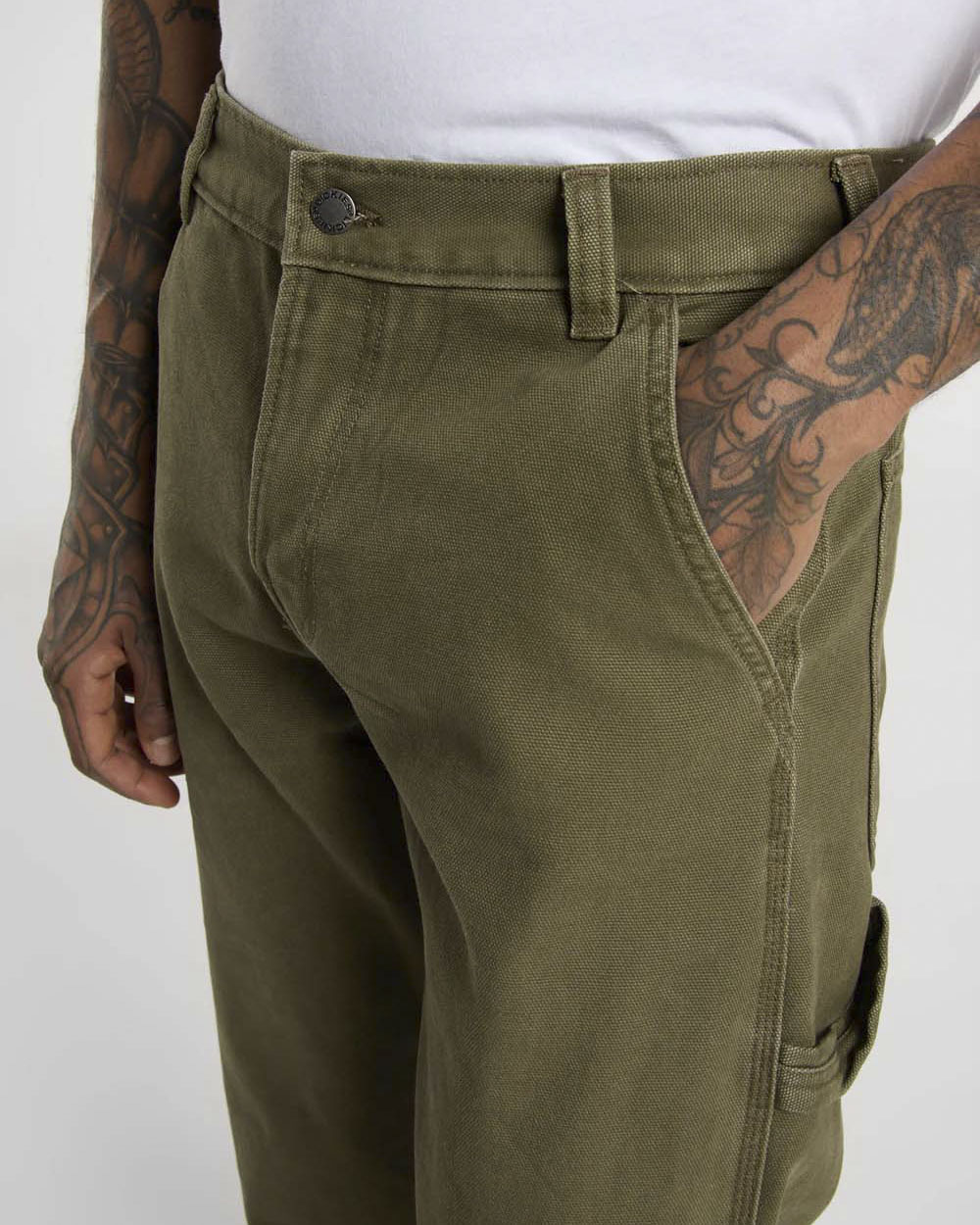 Pantalone carpenter Dickies verde militare in canvas di cotone