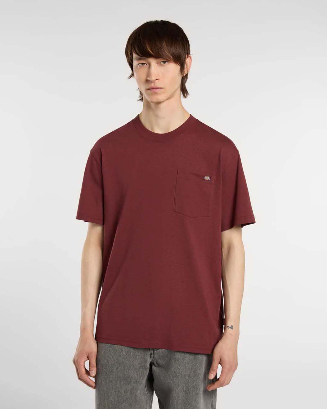 T-shirt bordeaux Dickies mezza manica in puro cotone con taschino sul petto image