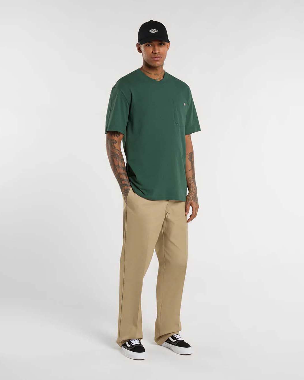 T-shirt verde Dickies mezza manica in puro cotone con taschino sul petto