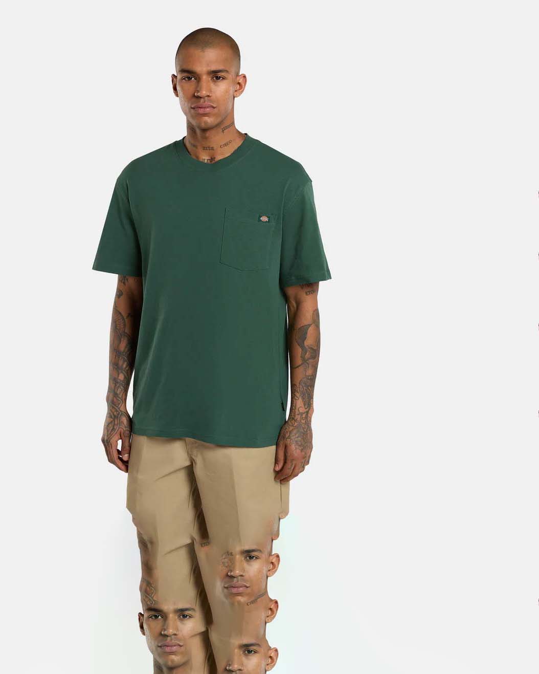 T-shirt verde Dickies mezza manica in puro cotone con taschino sul petto image