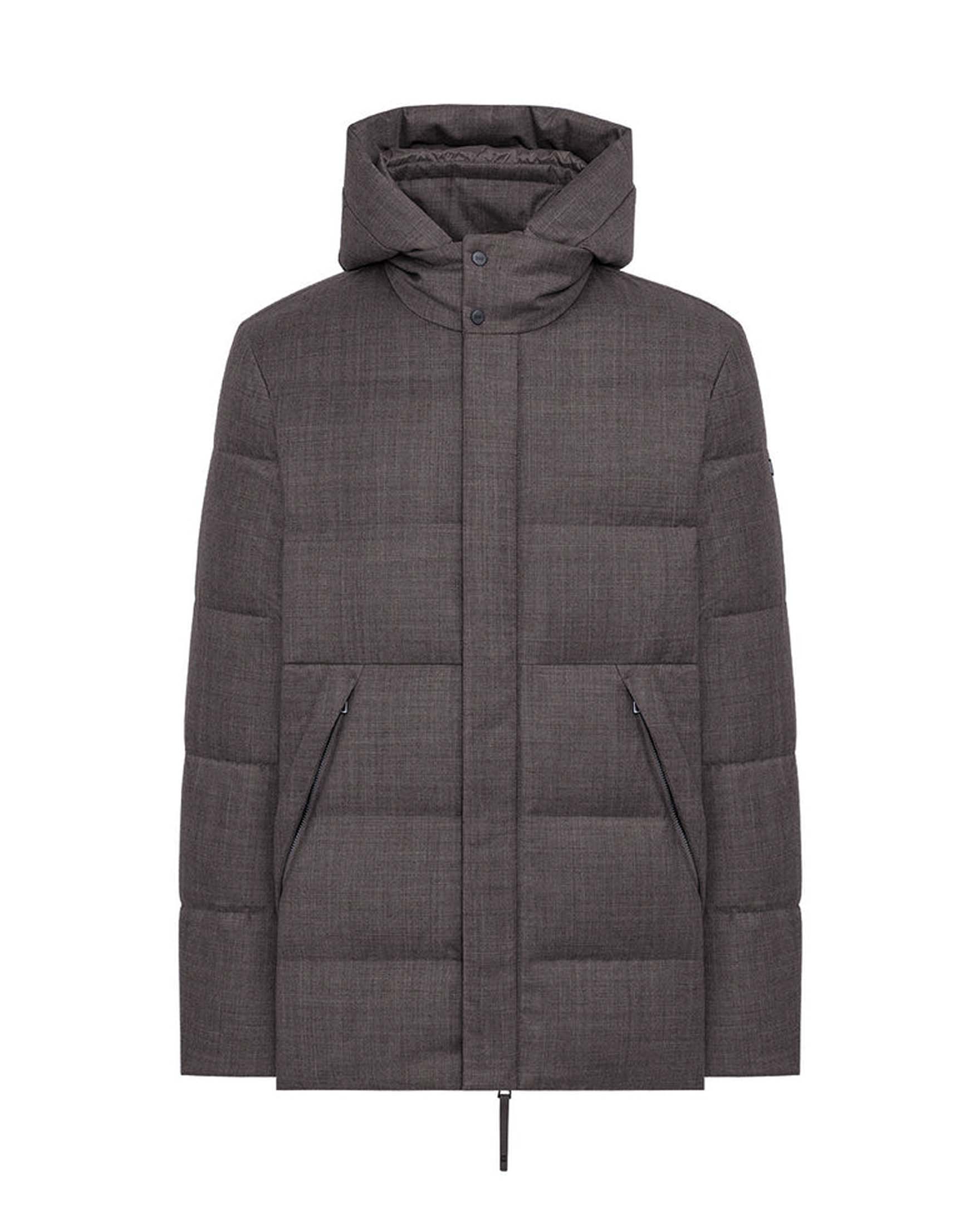 Giacca trapuntata Duno in pura lana color noce con cappuccio staccabile e imbottitura in piuma