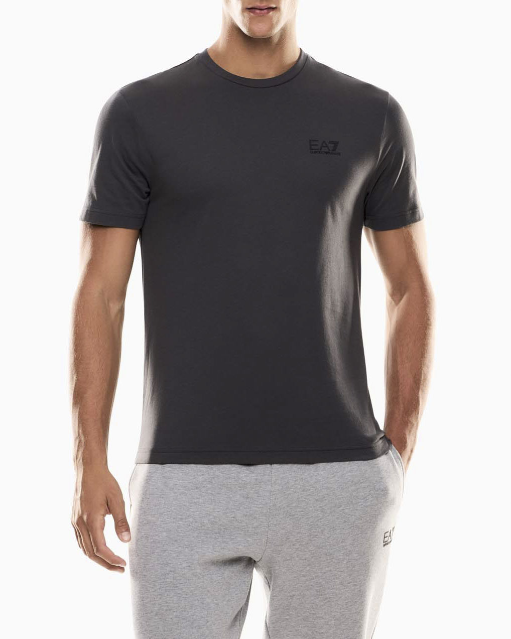 T-shirt antracite mezza manica in puro pima cotton