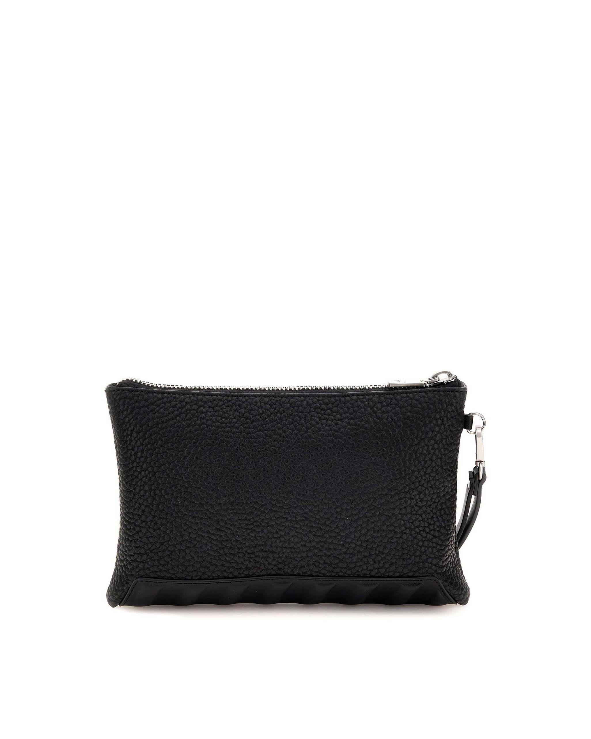 Borsa Guess nera in similpelle con logo applicato e dettagli effetto martellato image