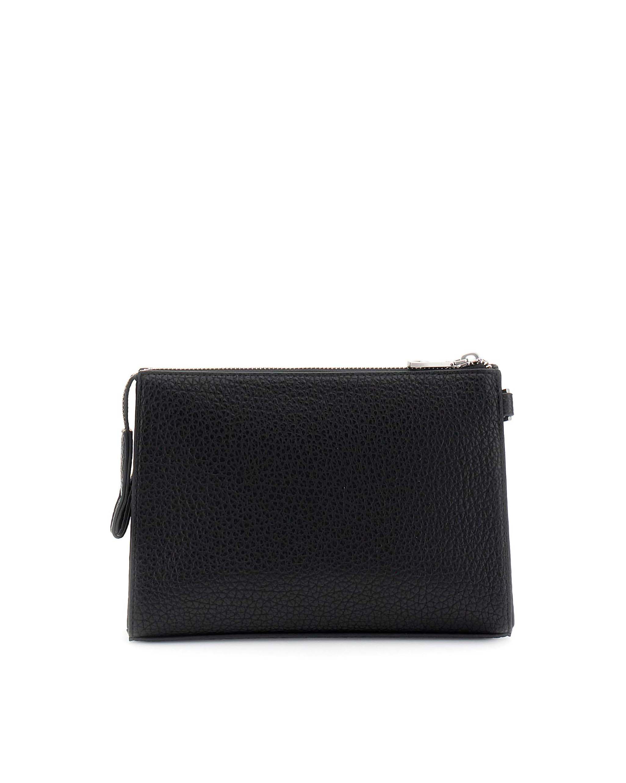 Borsa Guess nera in similpelle con stampa logo e cinturino removibile image