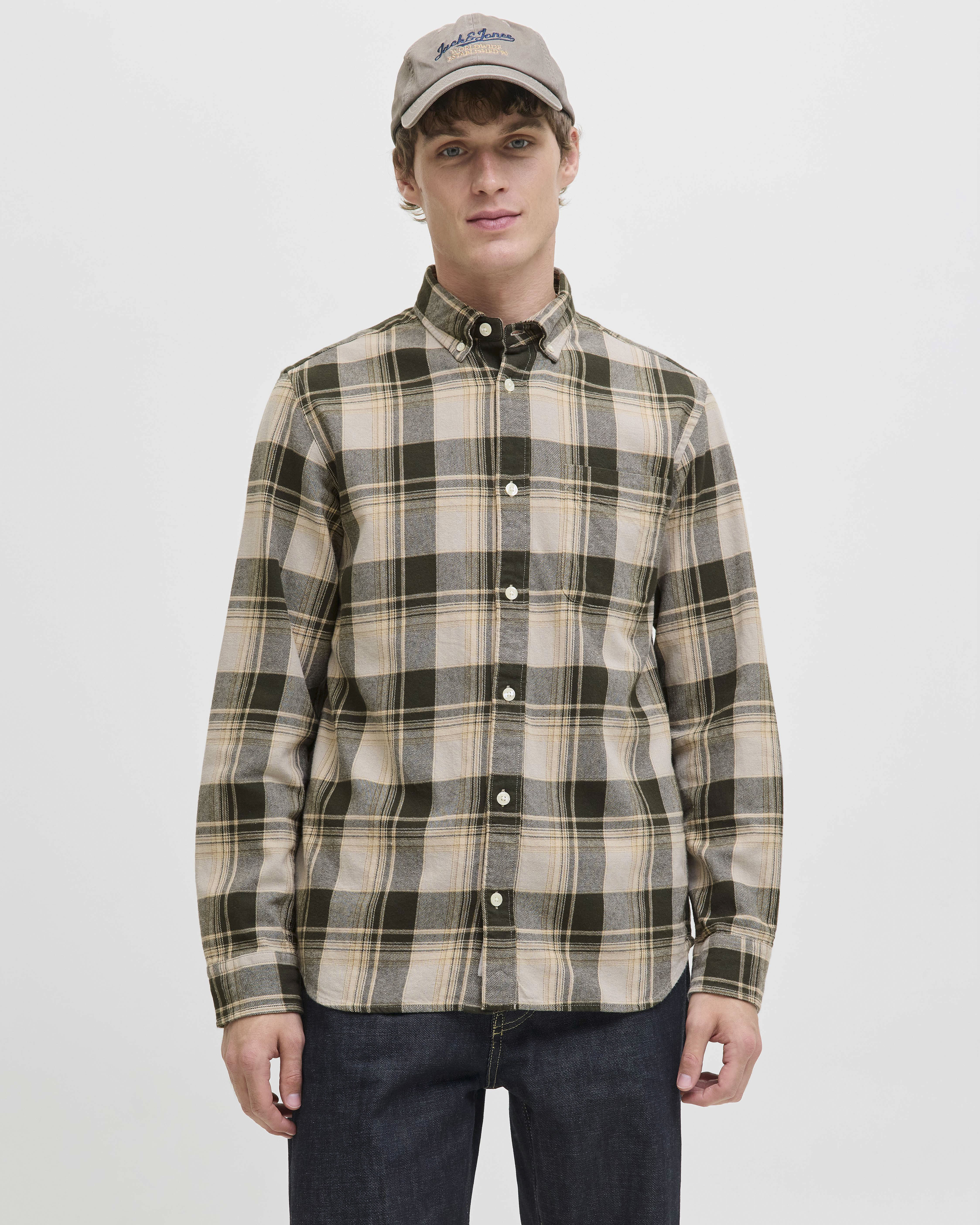 Camicia Jack & Jones sabbia a quadri in flanella di cotone