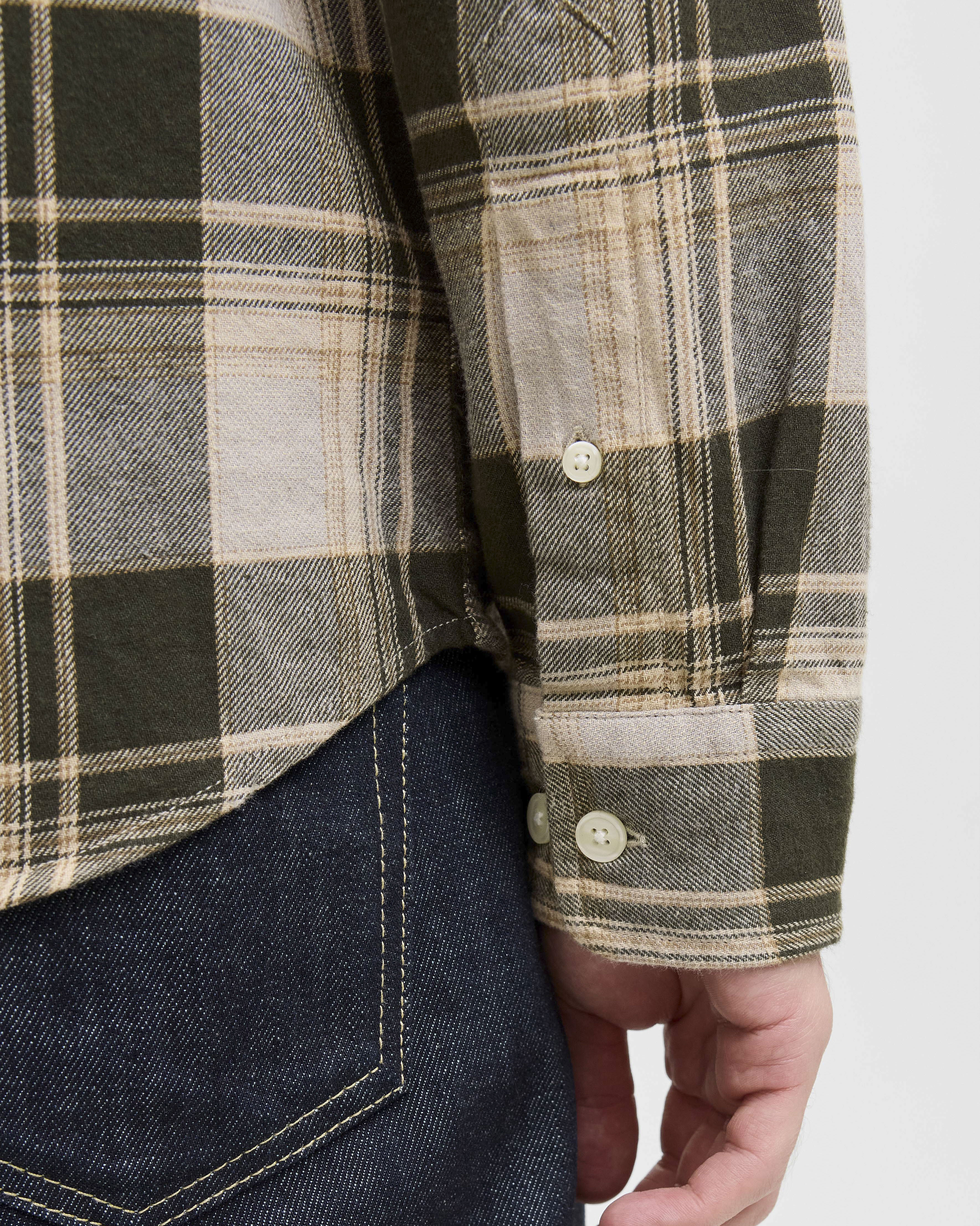 Camicia Jack & Jones sabbia a quadri in flanella di cotone image