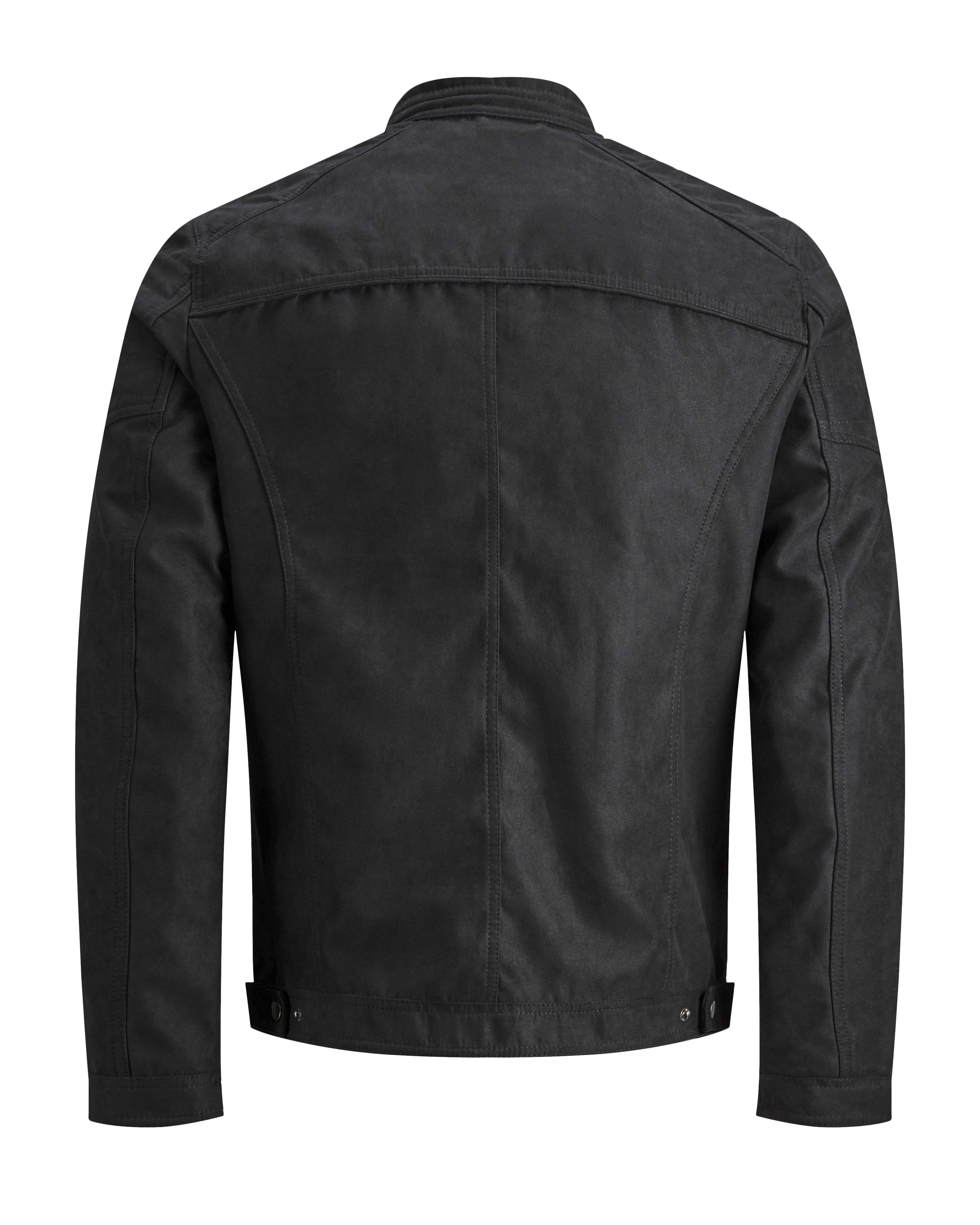 Giubbino Jack & Jones nero in similpelle effetto suede con spalle rinforzate image