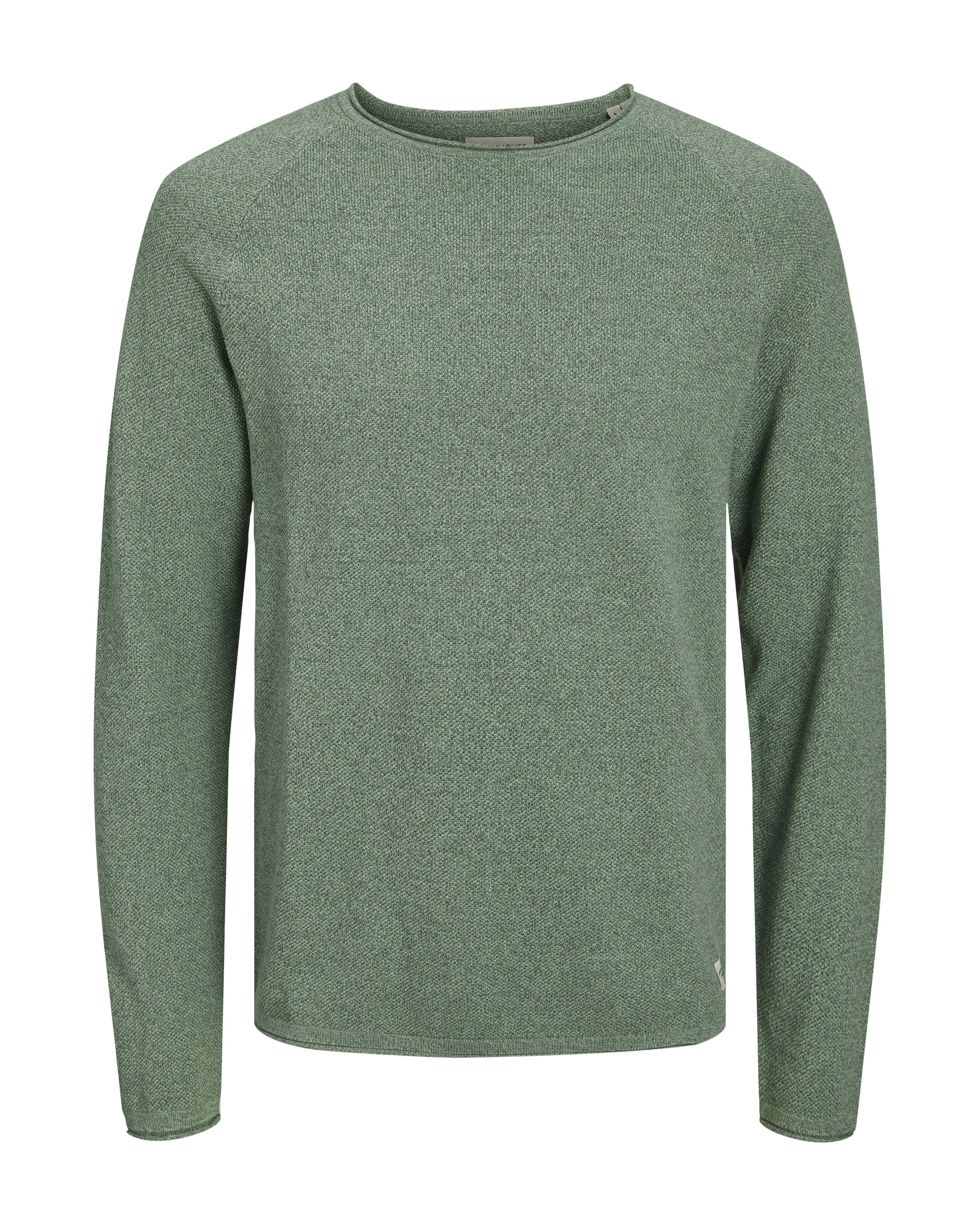 Maglia girocollo Jack & Jones salvia in puro cotone punto pepe con maniche raglan