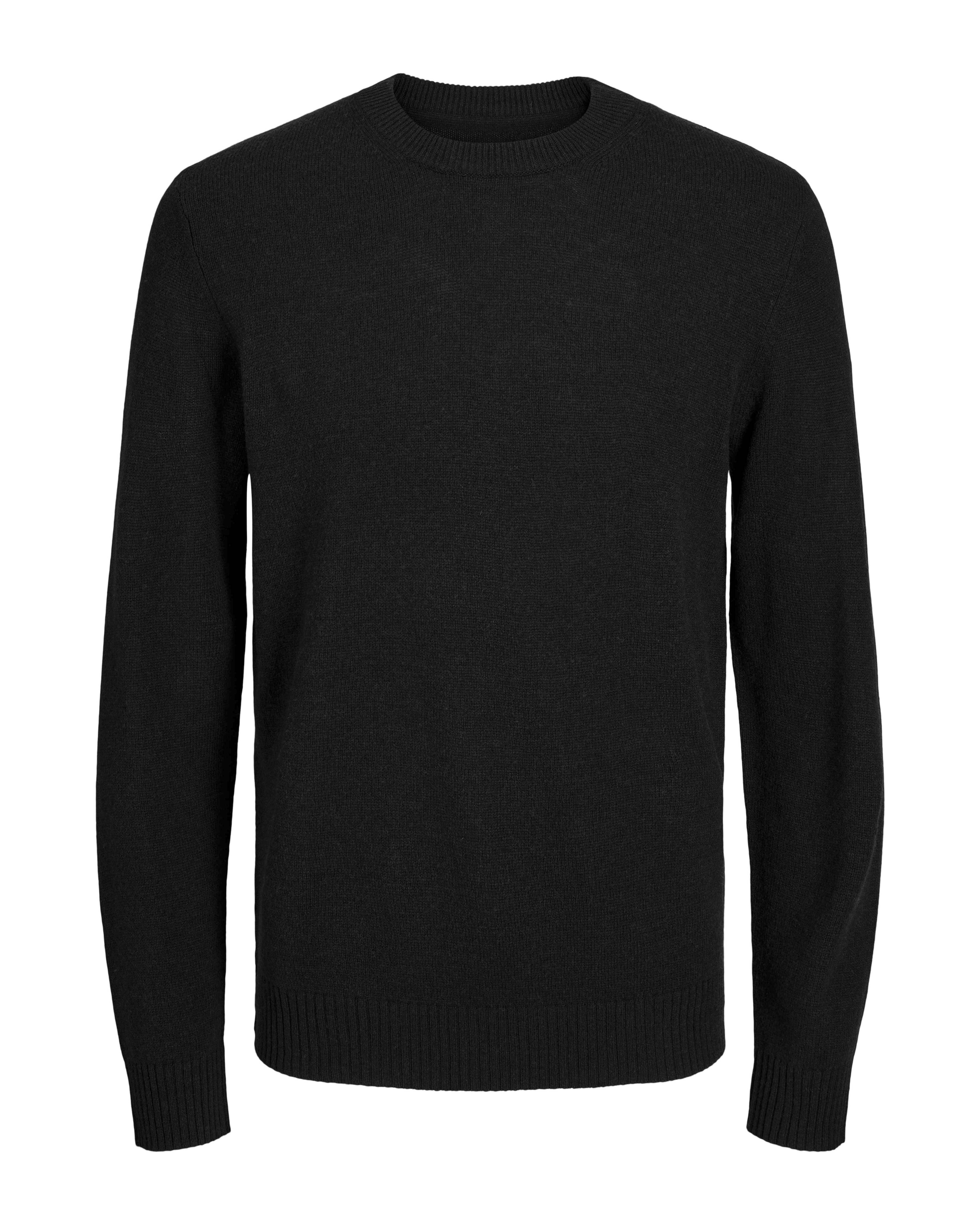 Maglione girocollo nero in lana bottonata