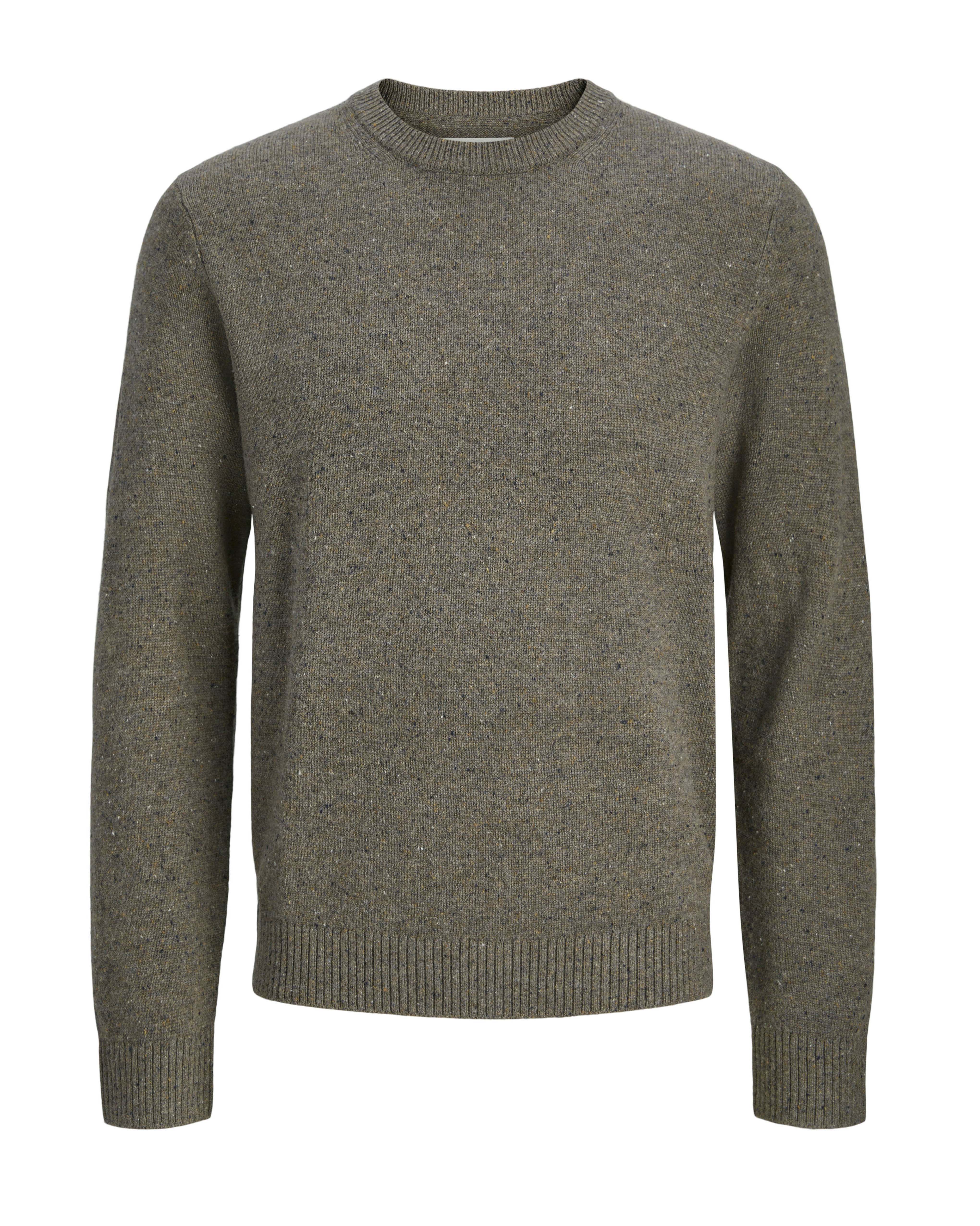 Maglione girocollo Jack & Jones fango in lana bottonata