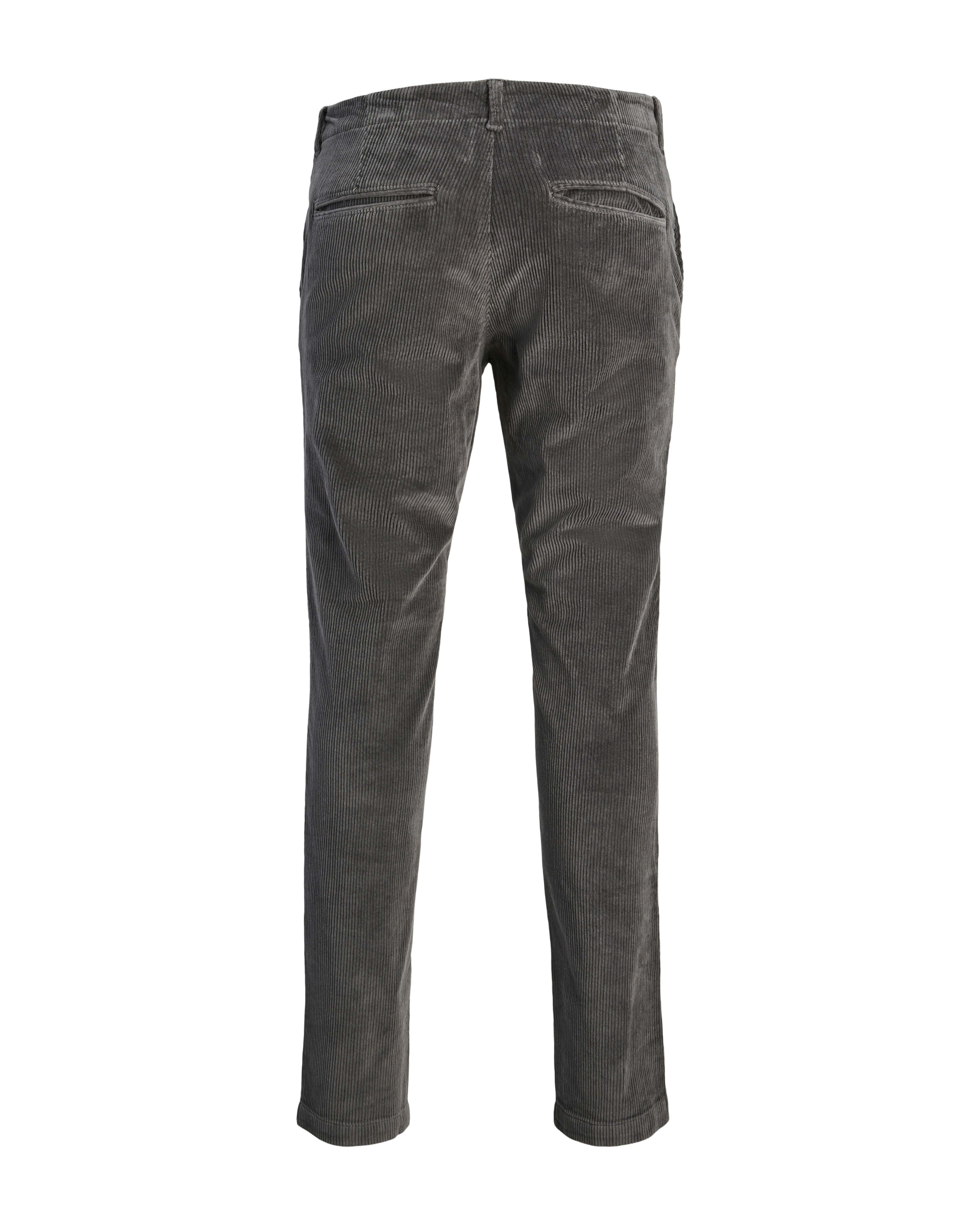 Pantaloni chino Jack & Jones slim-fit color antracite in velluto a coste di cotone stretch a vita media image