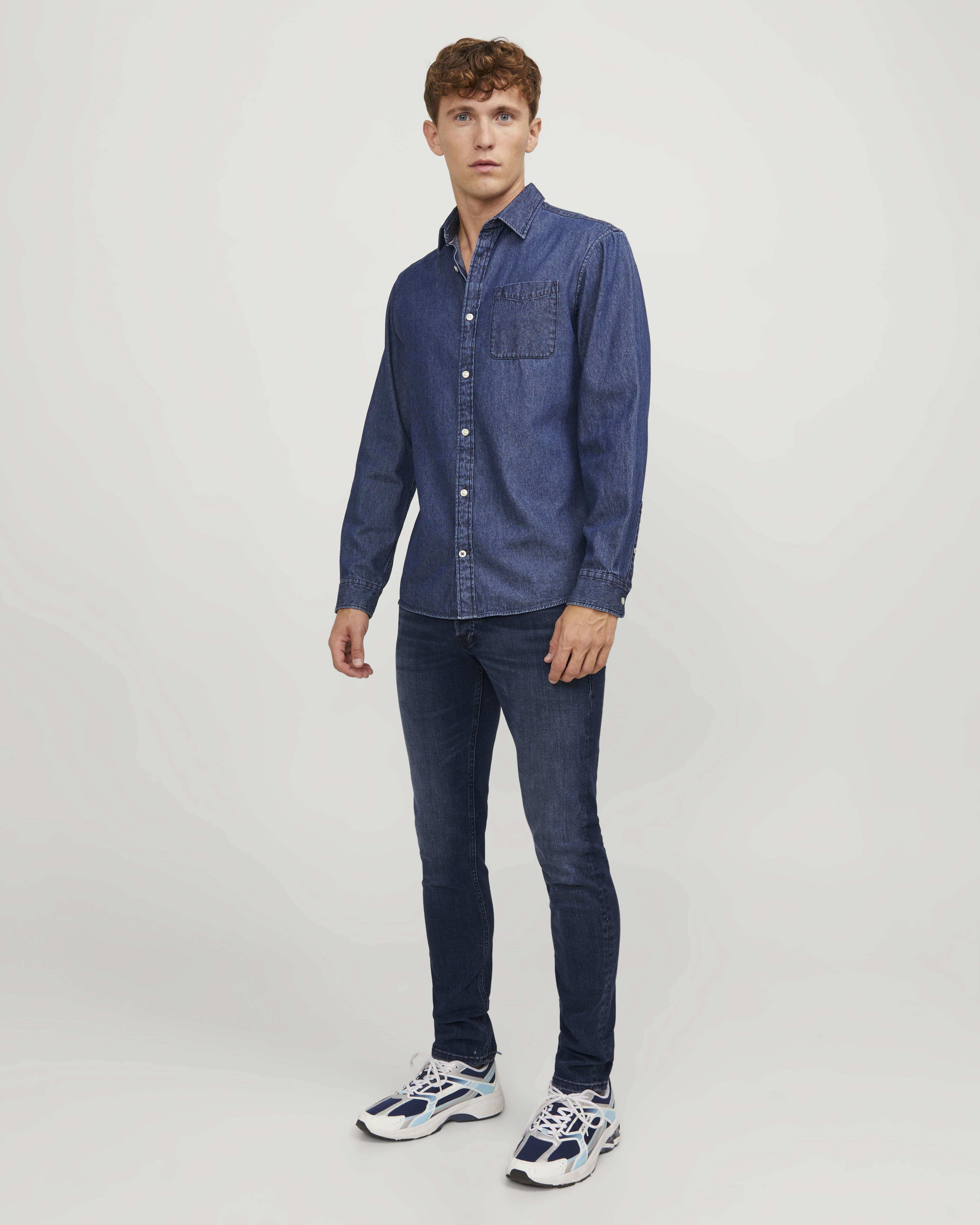 Jeans Glenn slim-fit a vita bassa in cotone stretch lavaggio scuro stone washed