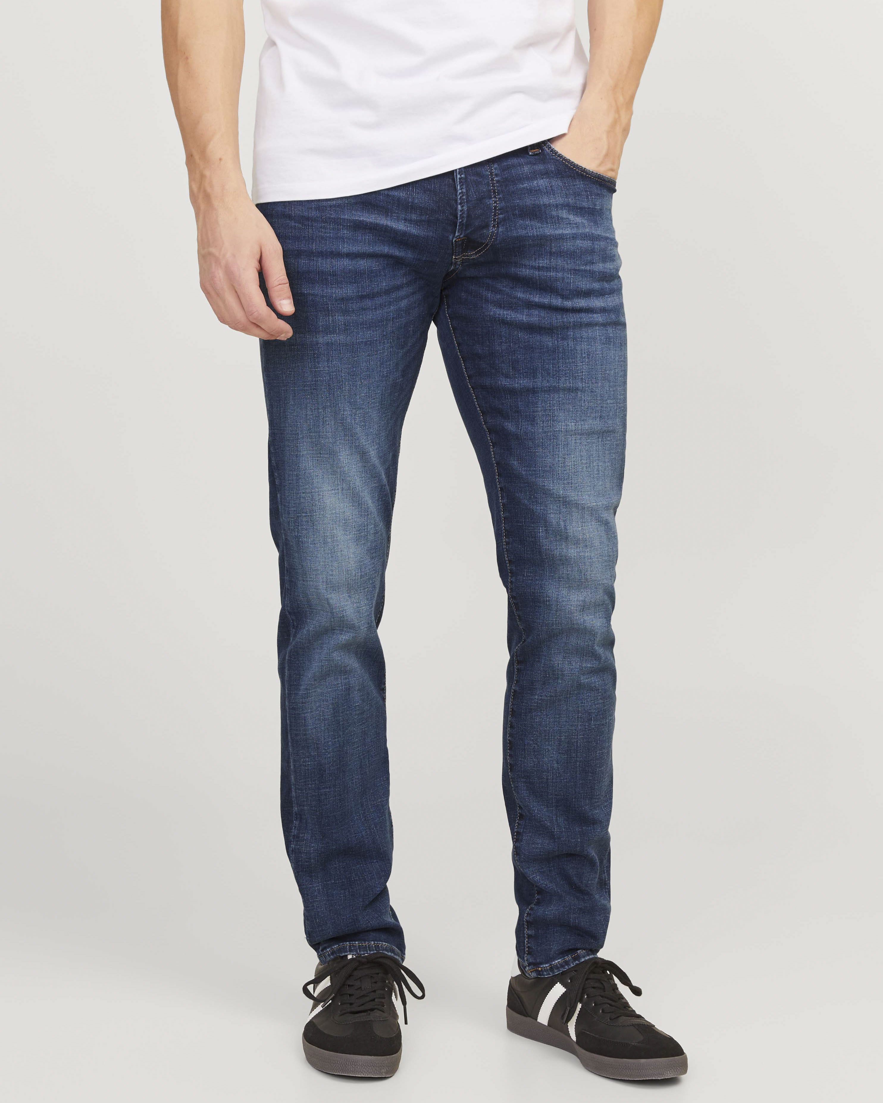 Jeans Jack & Jones Glenn slim-fit a vita bassa in cotone stretch lavaggio medio stone washed image