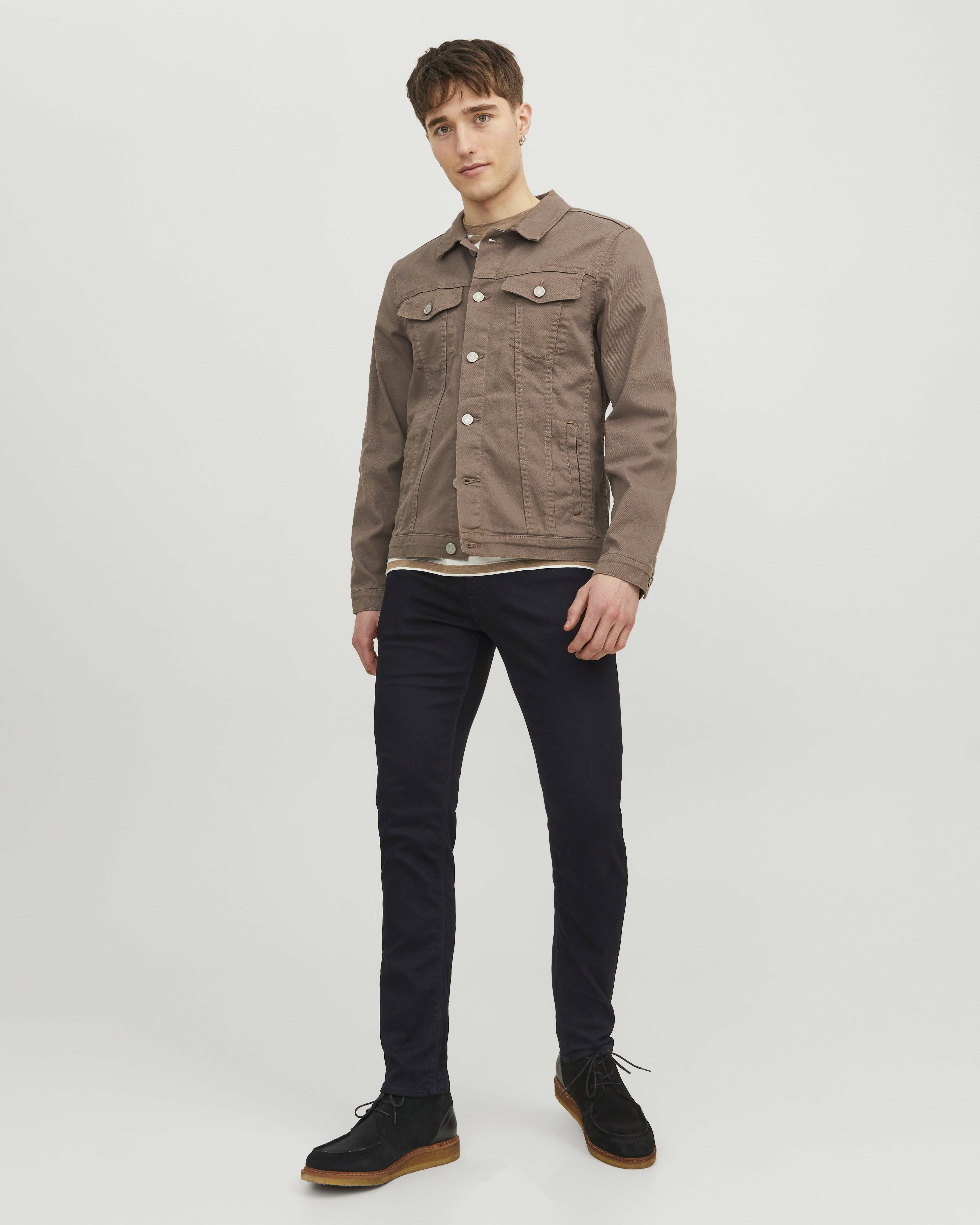 Jeans cinque tasche Jack & Jones nero in cotone elasticizzato lavaggio nero stone washed