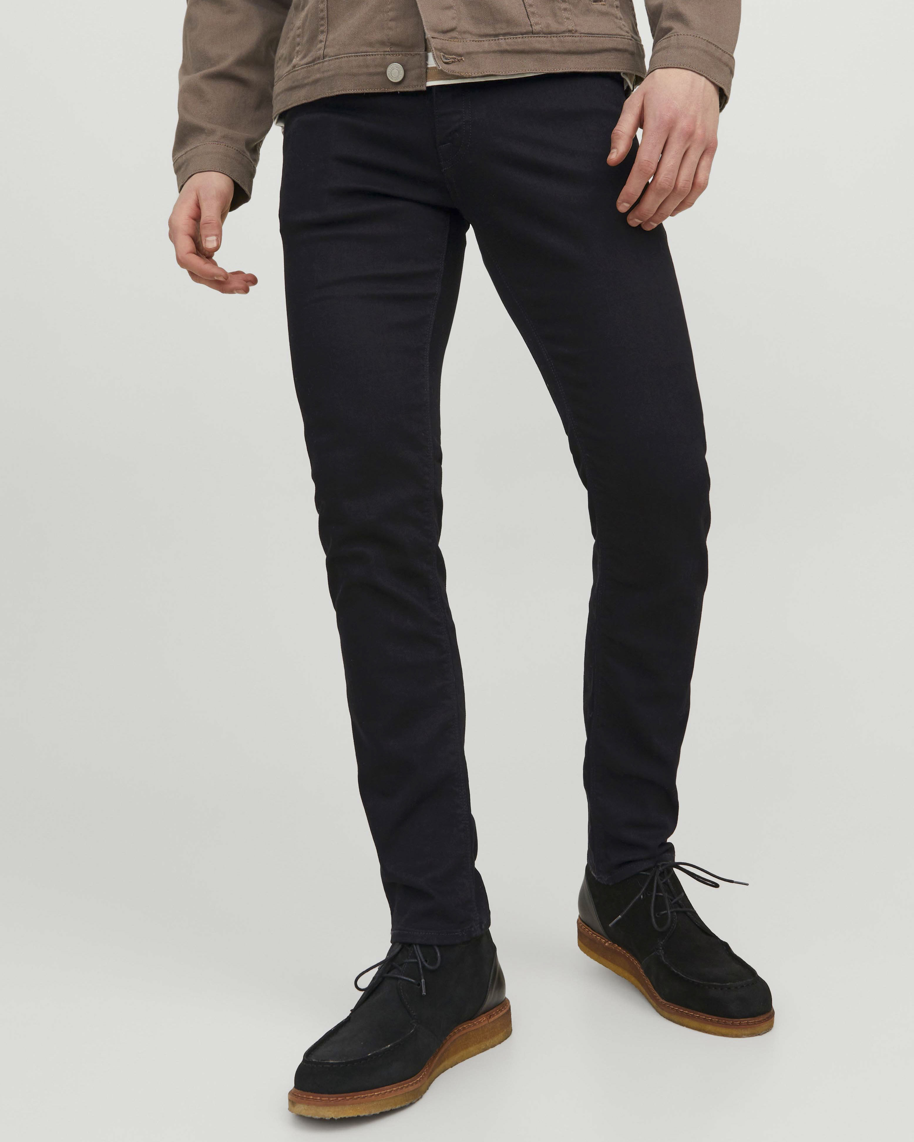 Jeans cinque tasche Jack & Jones nero in cotone elasticizzato lavaggio nero stone washed image
