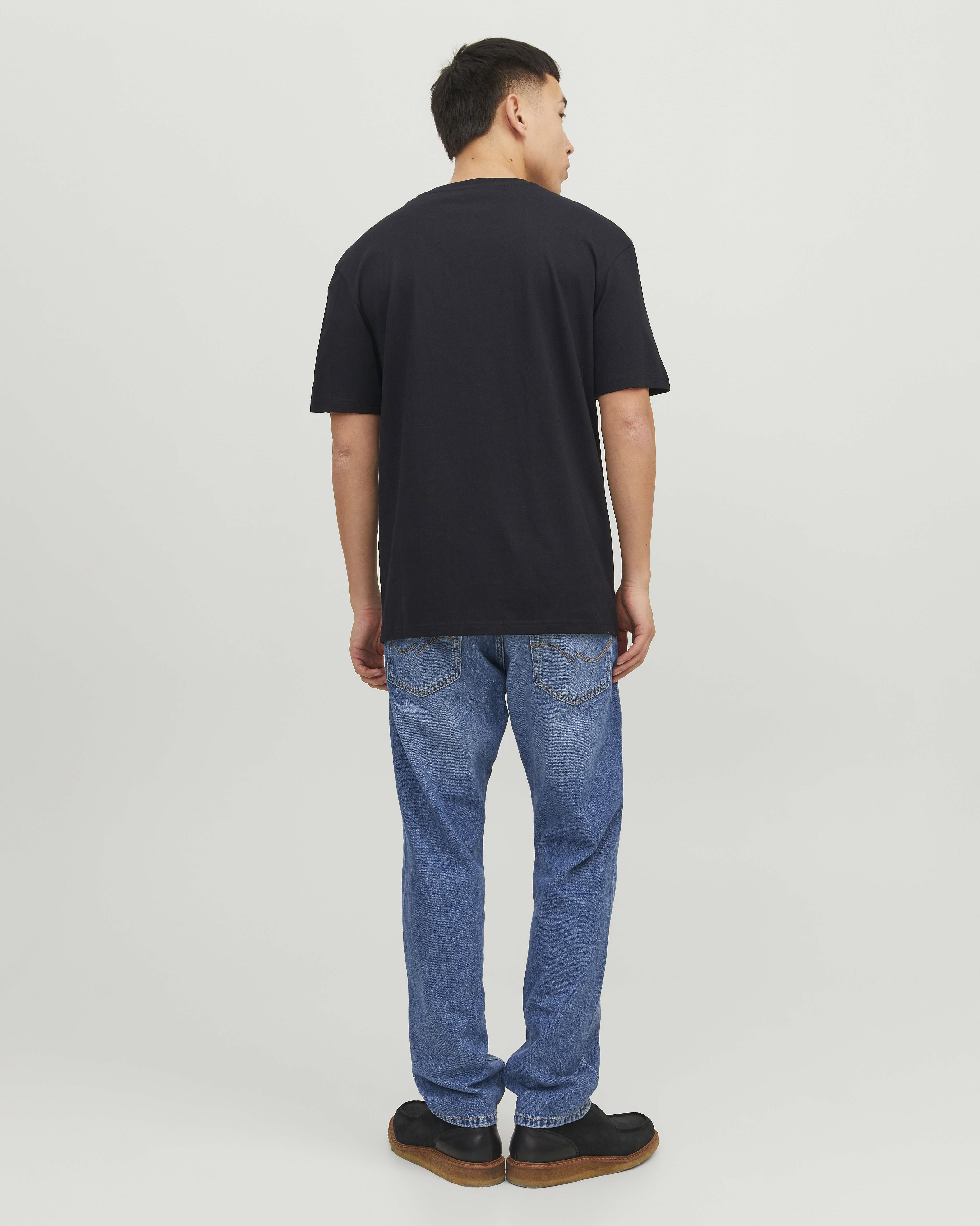 T-shirt Jack & Jones nera in cotone con logo ricamato sul davanti