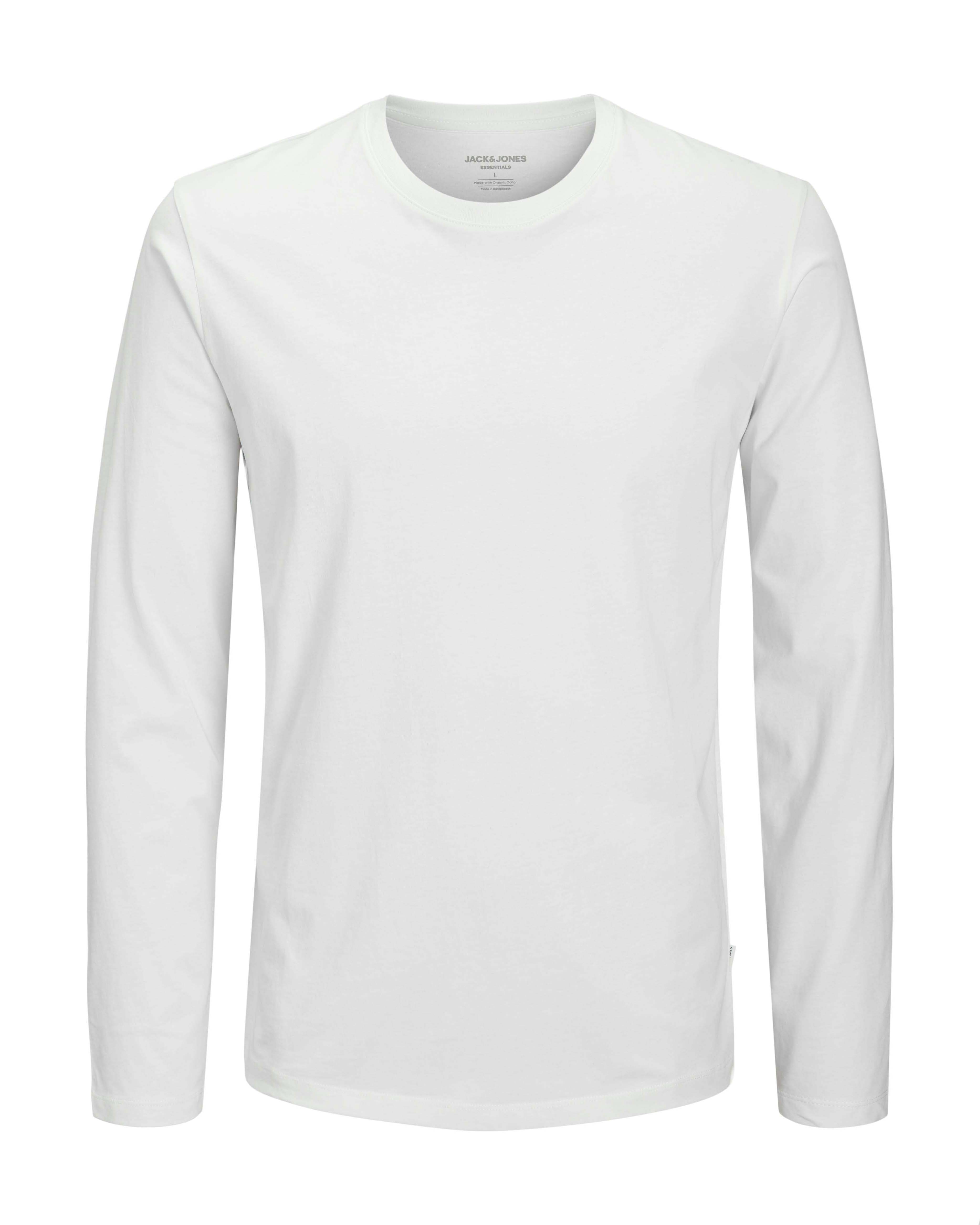 T-shirt manica lunga Jack & Jones bianca in cotone con etichetta logo applicata