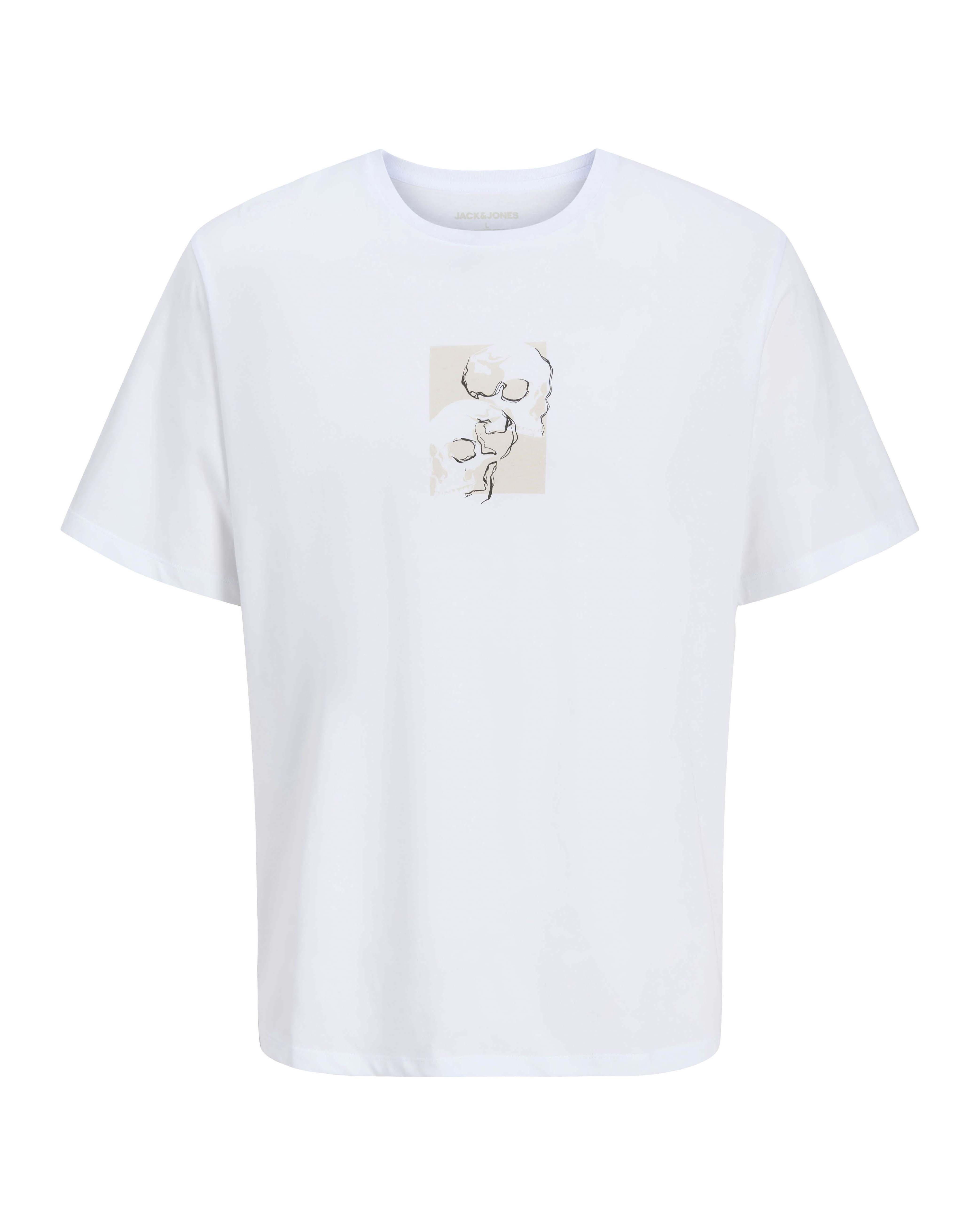 T-shirt Jack & Jones bianca in cotone con stampa grafica teschio sul davanti e sul retro