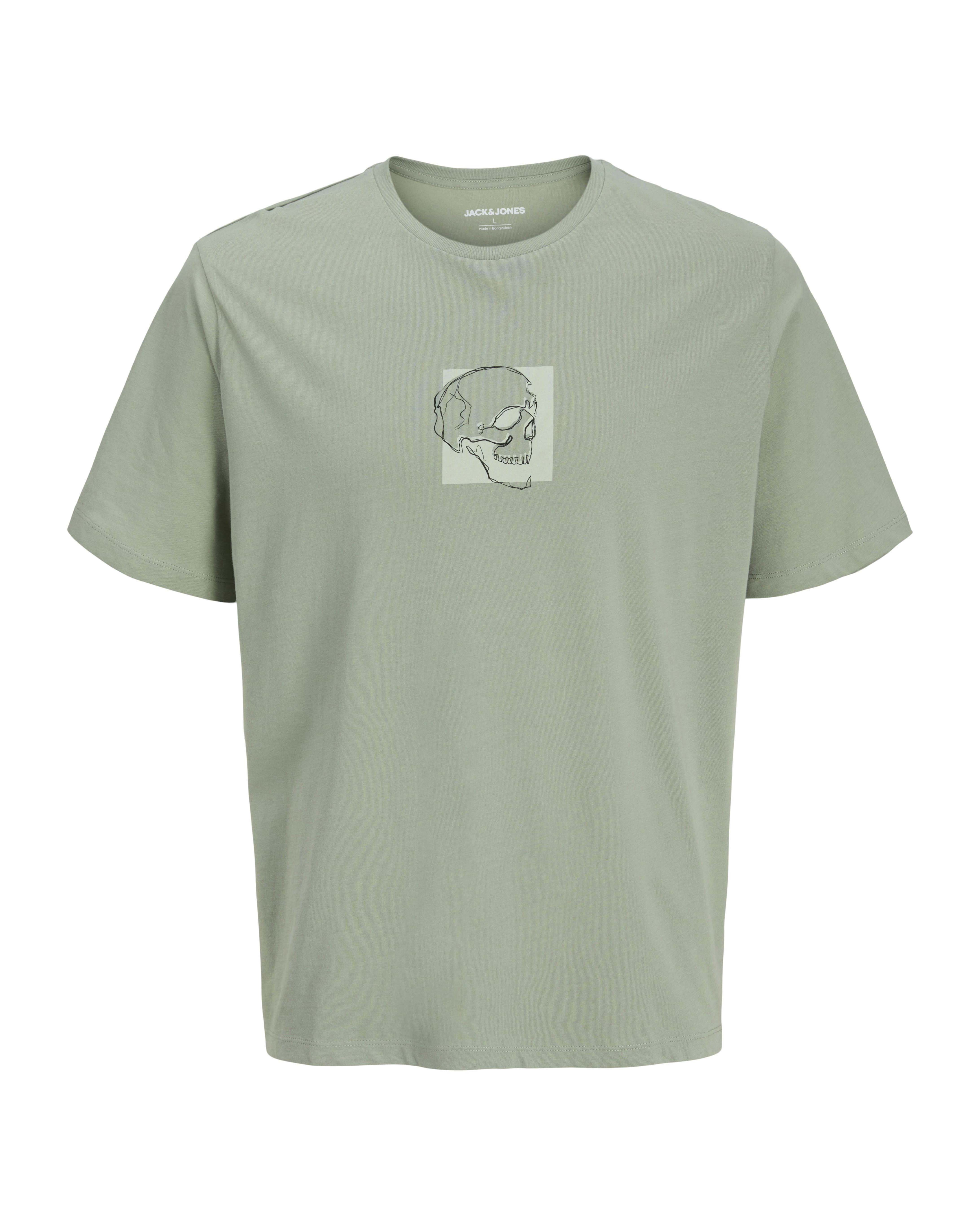 T-shirt Jack & Jones verde salvia in cotone con stampa grafica teschio frontale e posteriore
