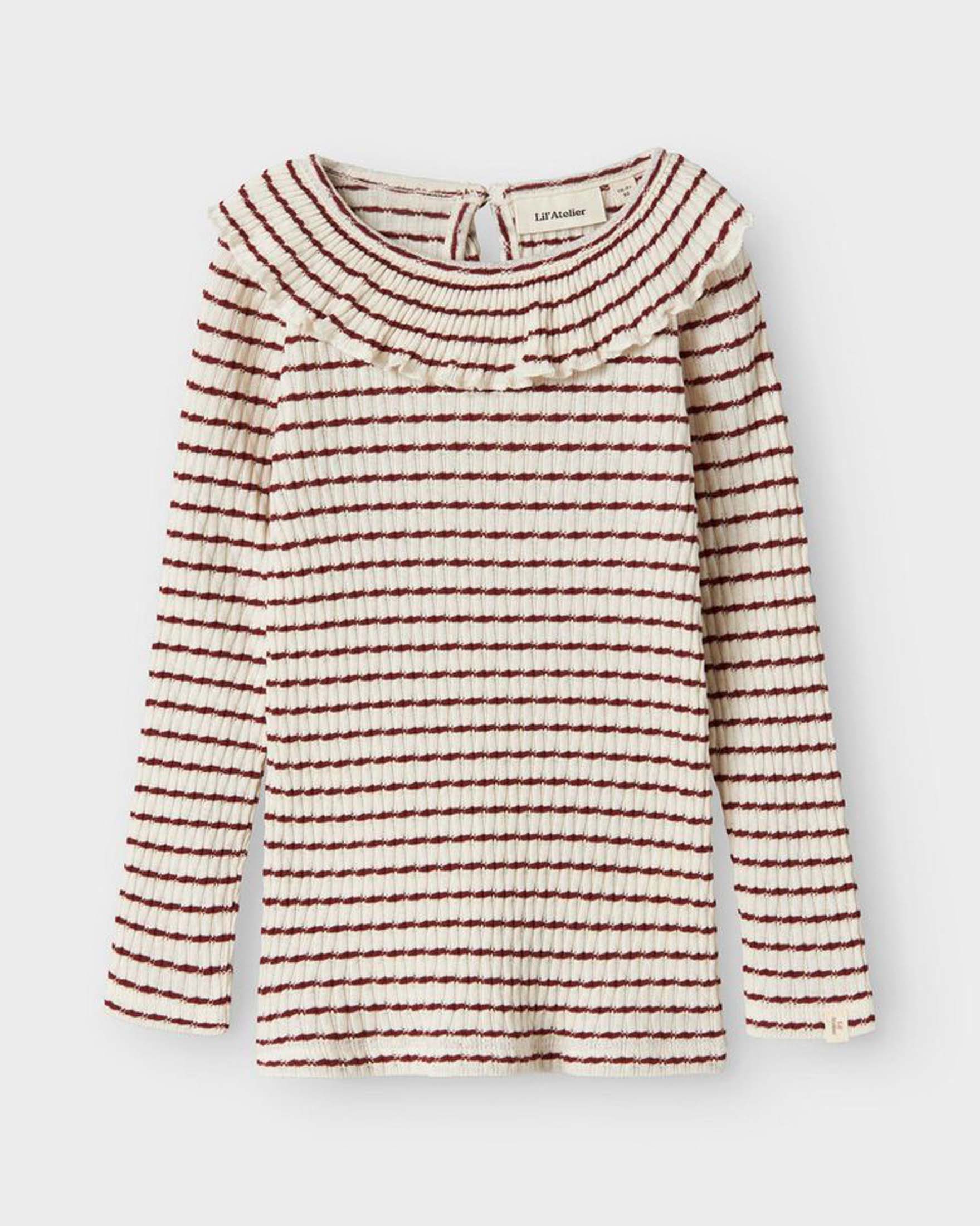 T-shirt Lil'Atelier a maniche lunghe con rouches e riche bordeaux