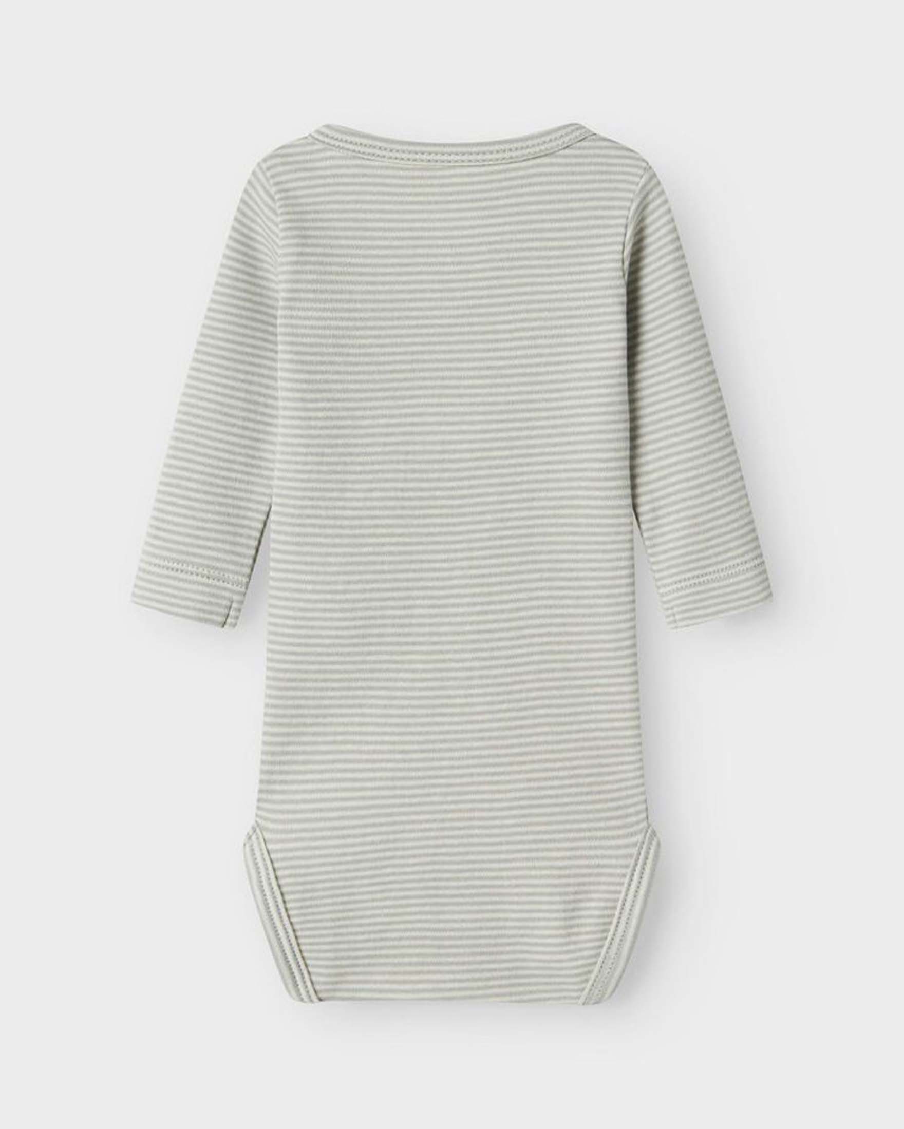 Body avorio Lil'Atelier in cotone a maniche lunghe con righe verdi acqua image