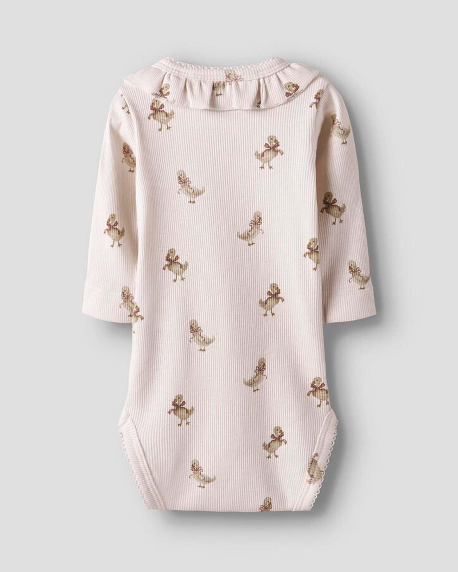 Body Lil'Atelier rosa chiaro in cotone stretch a maniche lunghe con stampa ochette image