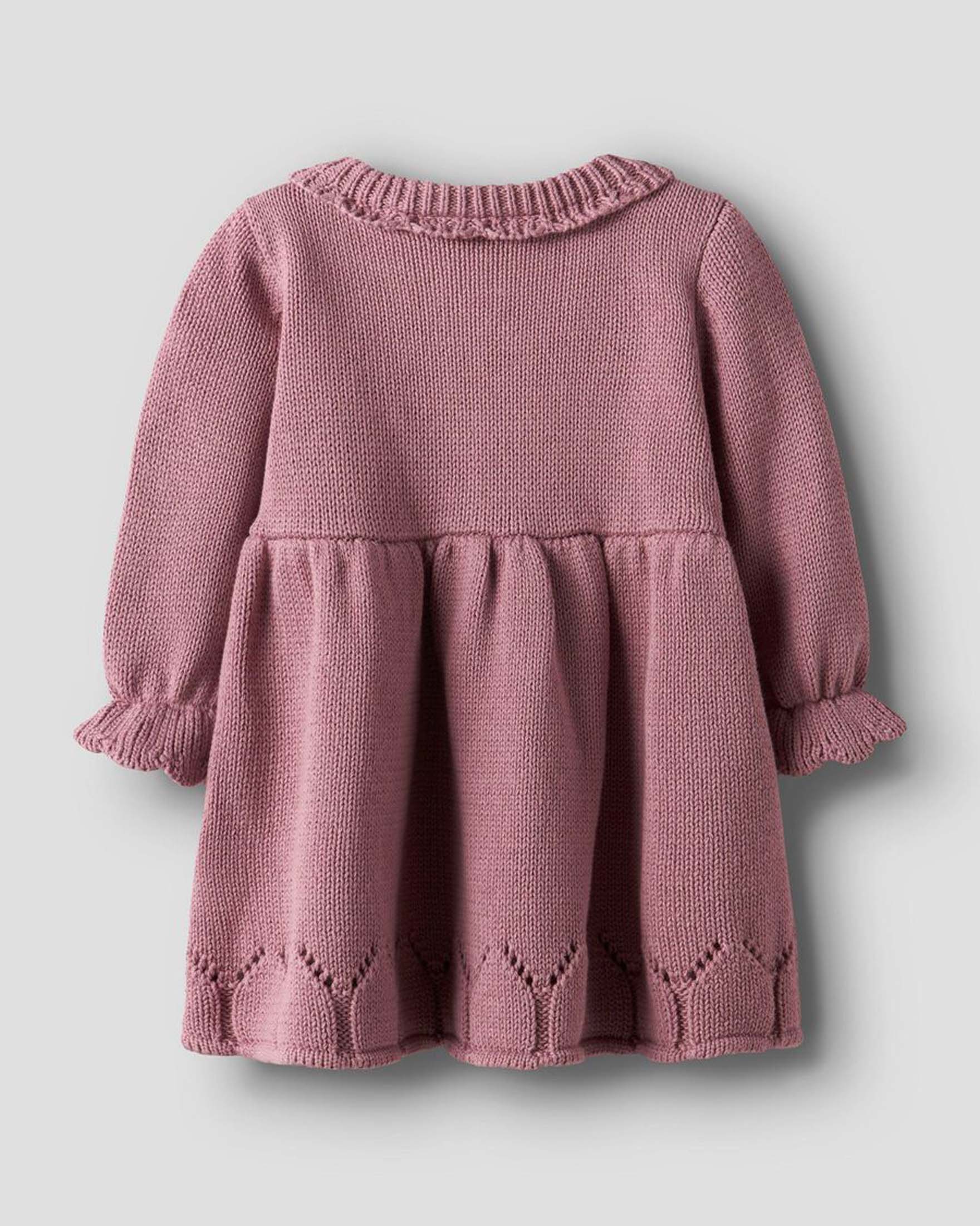 Abito Lil'Atelier fit and flare punzonato color malva con rouches