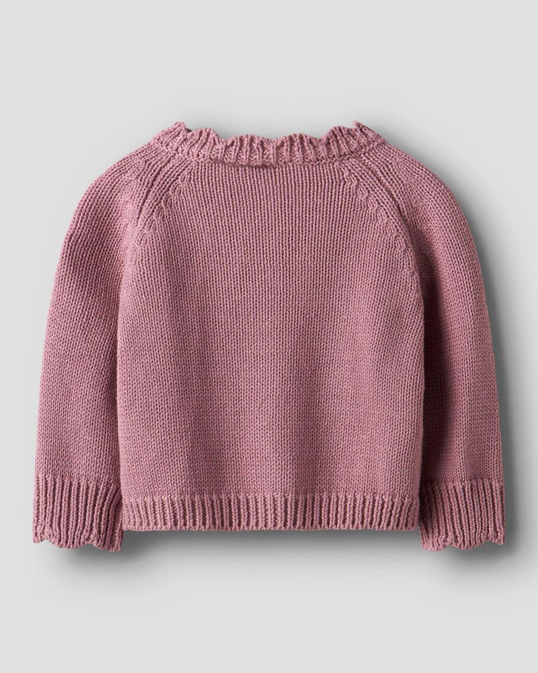 Maglioncino Lil'Atelier color malva in puro cotone con lavorazione punzonata