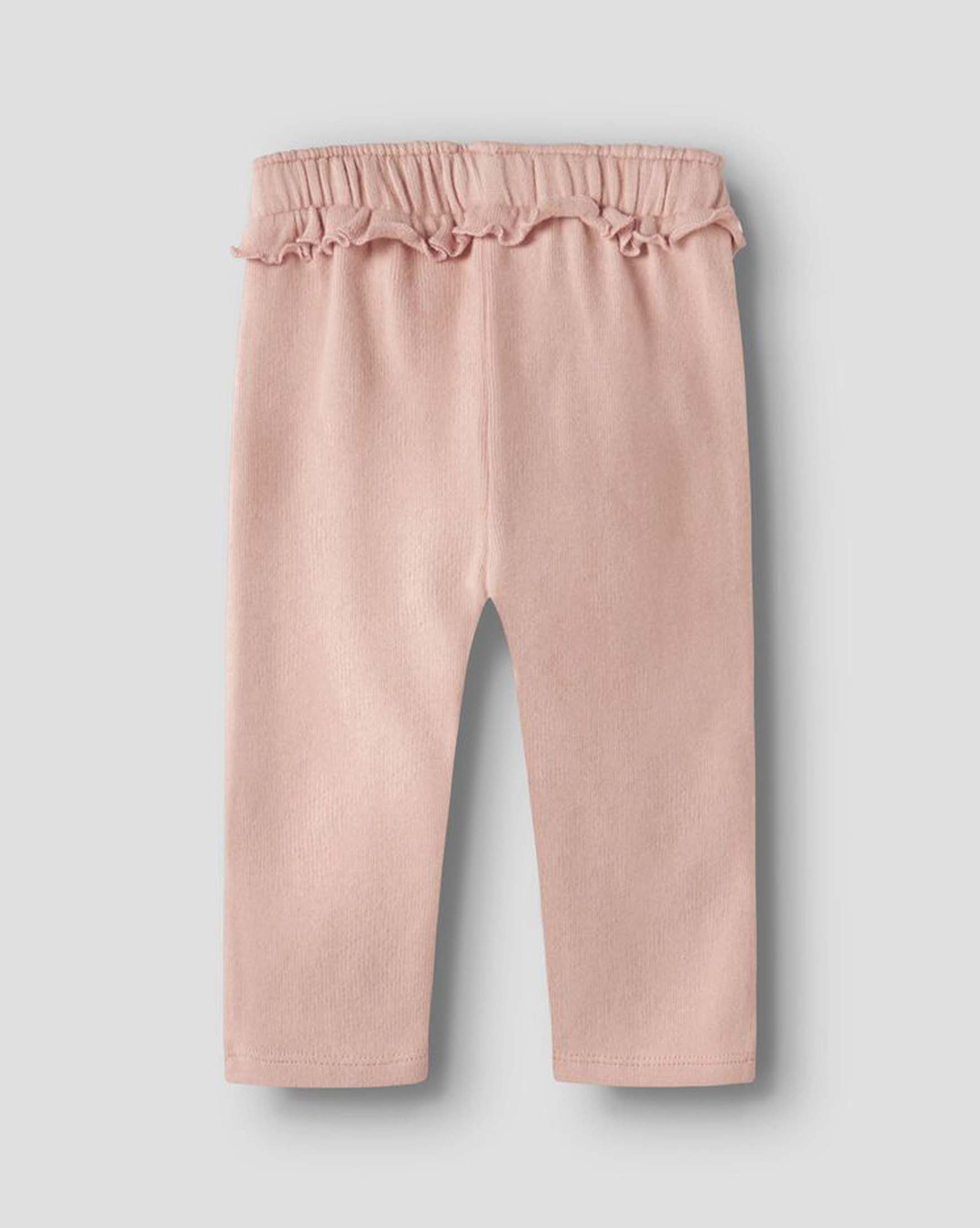 Pantalone Lil'Atelier rosa antico in felpa di cotone con coulisse e rouches image