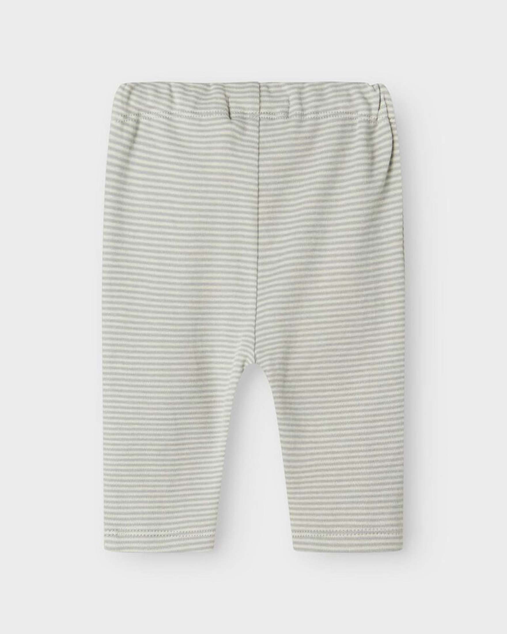 Pantalone Lil'Atelier in puro cotone a righe avorio e verde acqua con taschine image