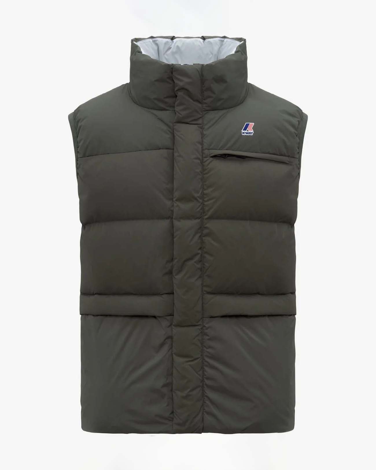 Gilet K-way Le Vrai 4.0 Corin Heavy Warm verde militare in nylon ripstop antigoccia imbottito in piuma