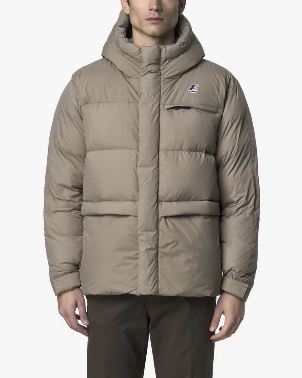 Piumino K-way Le Vrai 4.0 Aurele Heavy Warm sabbia con cappuccio image