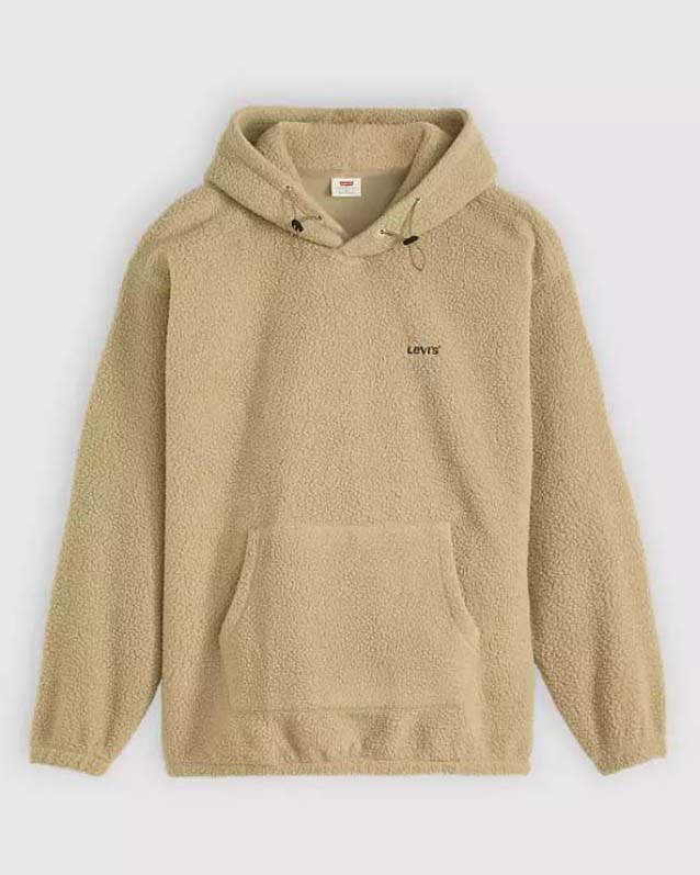 Felpa Levi's in pile sherpa cammello con cappuccio